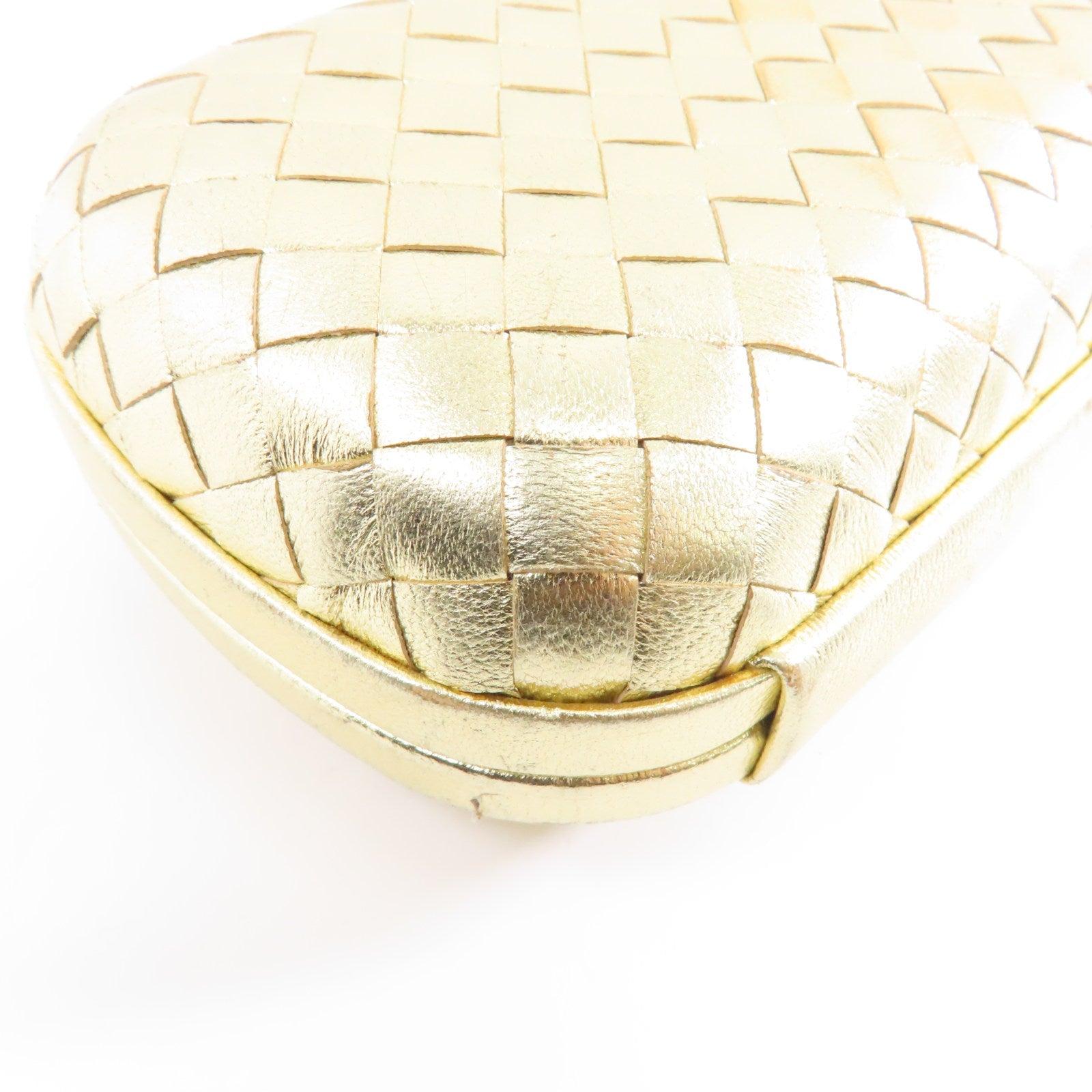 BOTTEGA VENETA 織紋皮革Clutch Bag金扣手拿包金色
