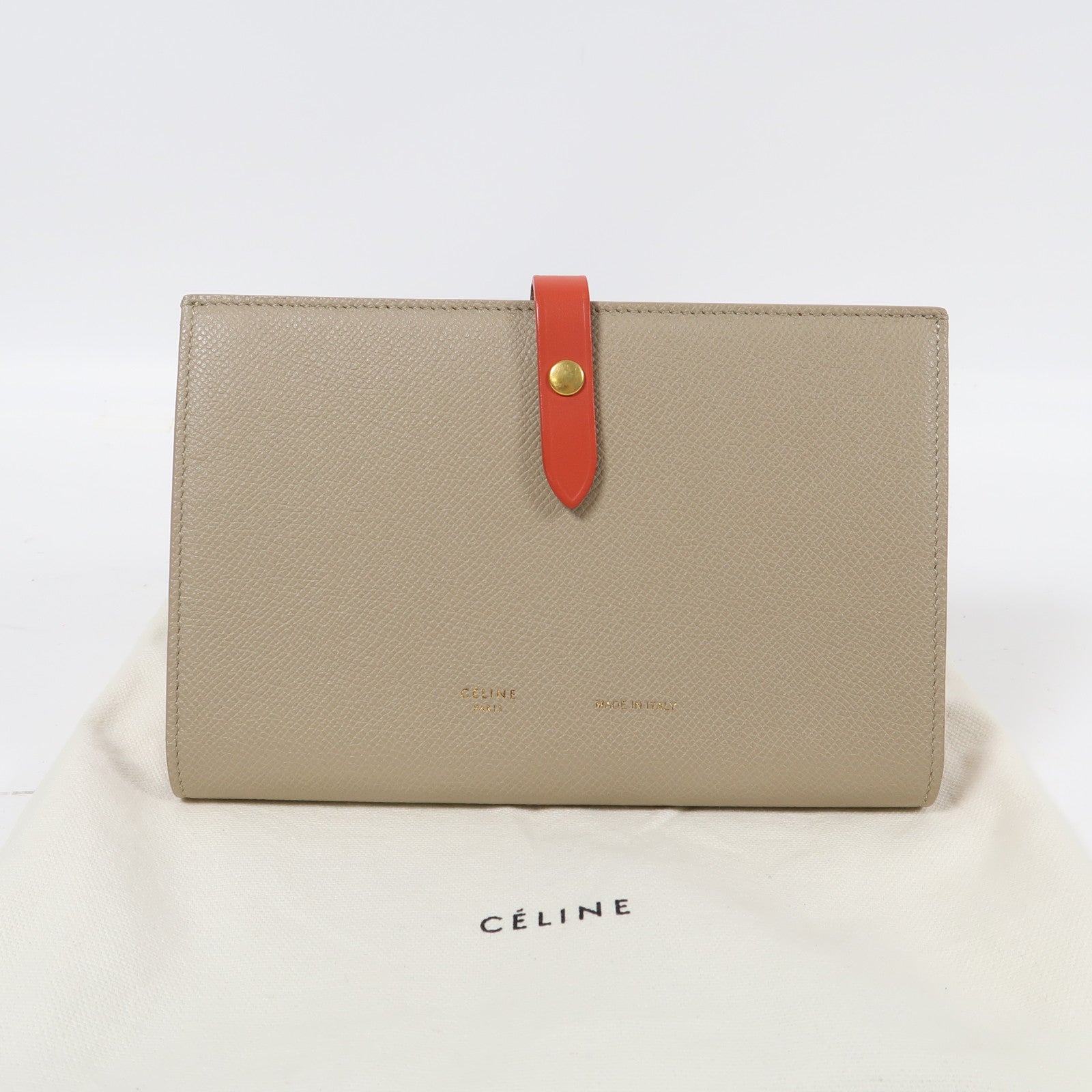 CELINE 【激減優惠】牛皮皮革Long Wallet金扣長錢包啡色/紅色