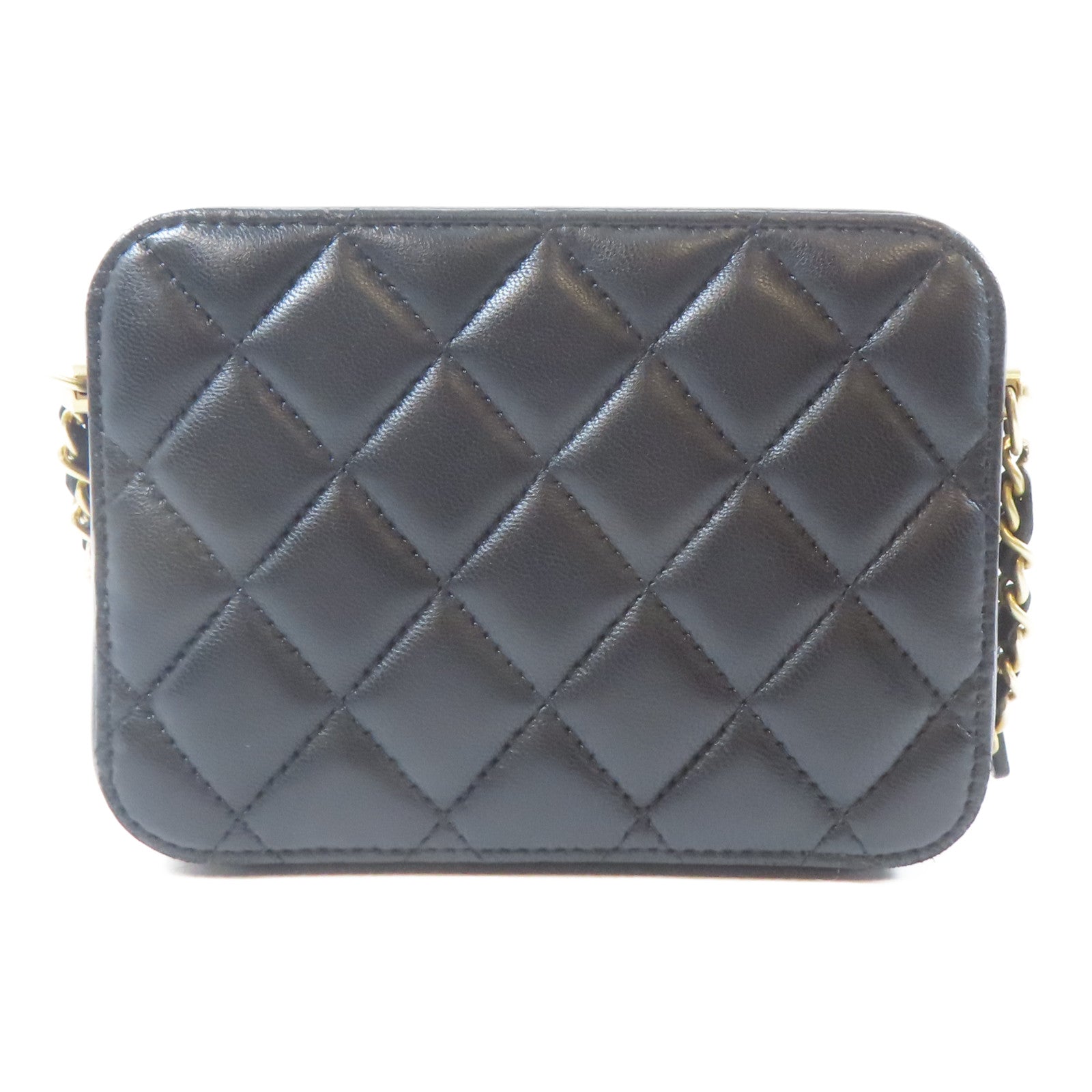 CHANEL 菱格羊皮皮革Chain Shoulder Bag金扣肩背袋黑色