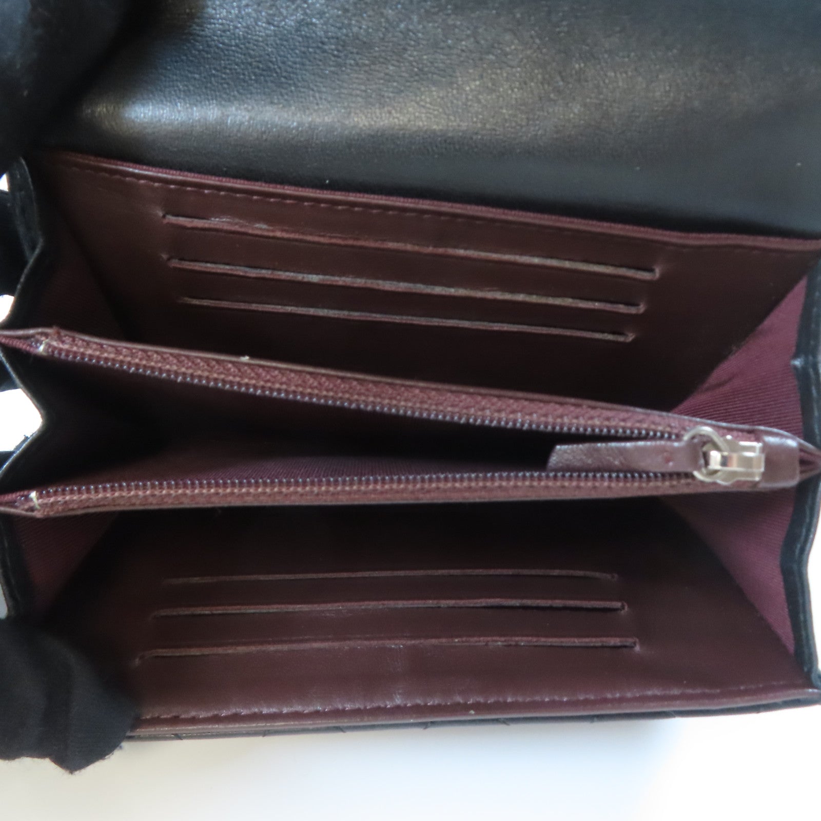 CHANEL 羊皮皮革Wallet銀扣錢包黑色