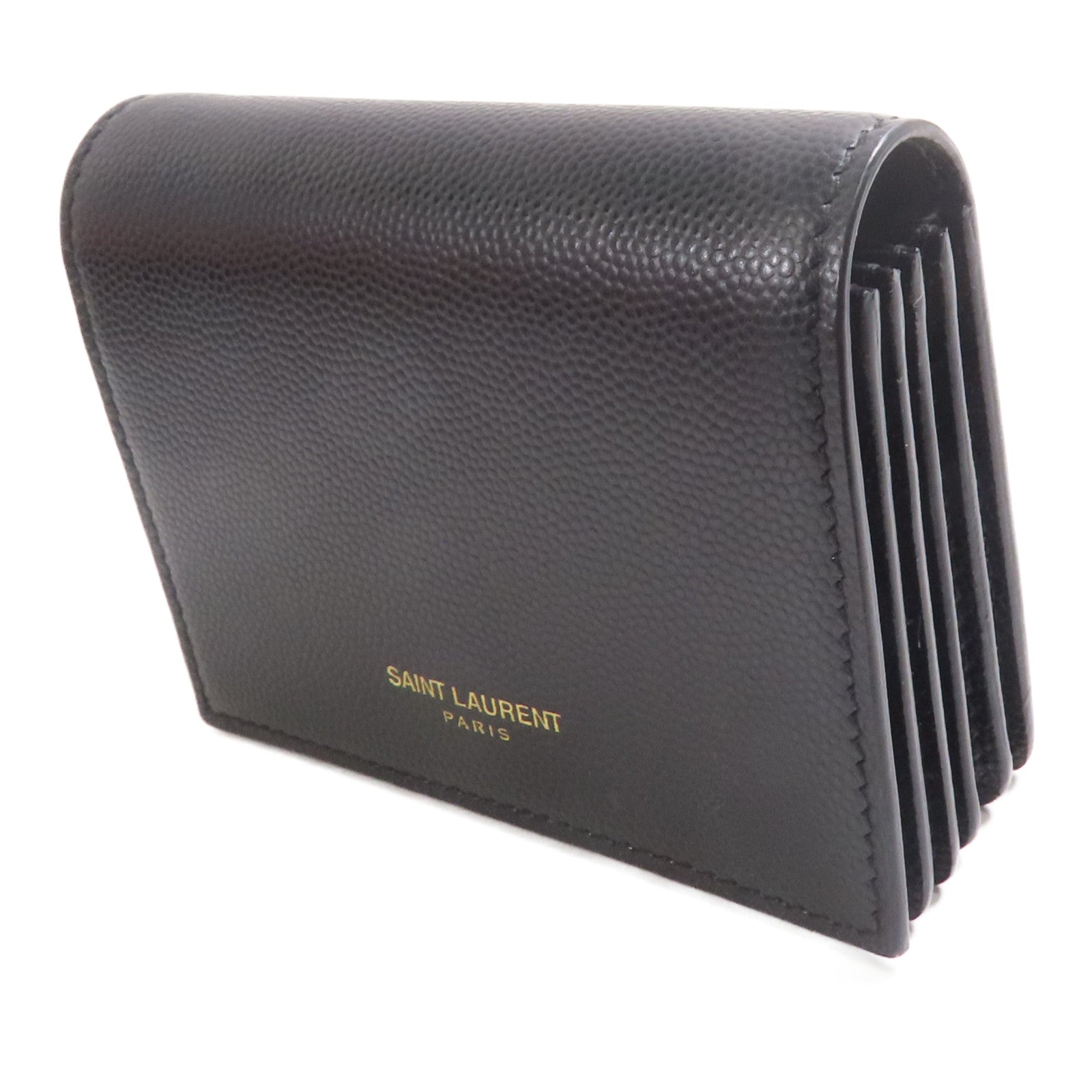 SAINT LAURENT YSL GHW Card Case Calfskin Leather Black