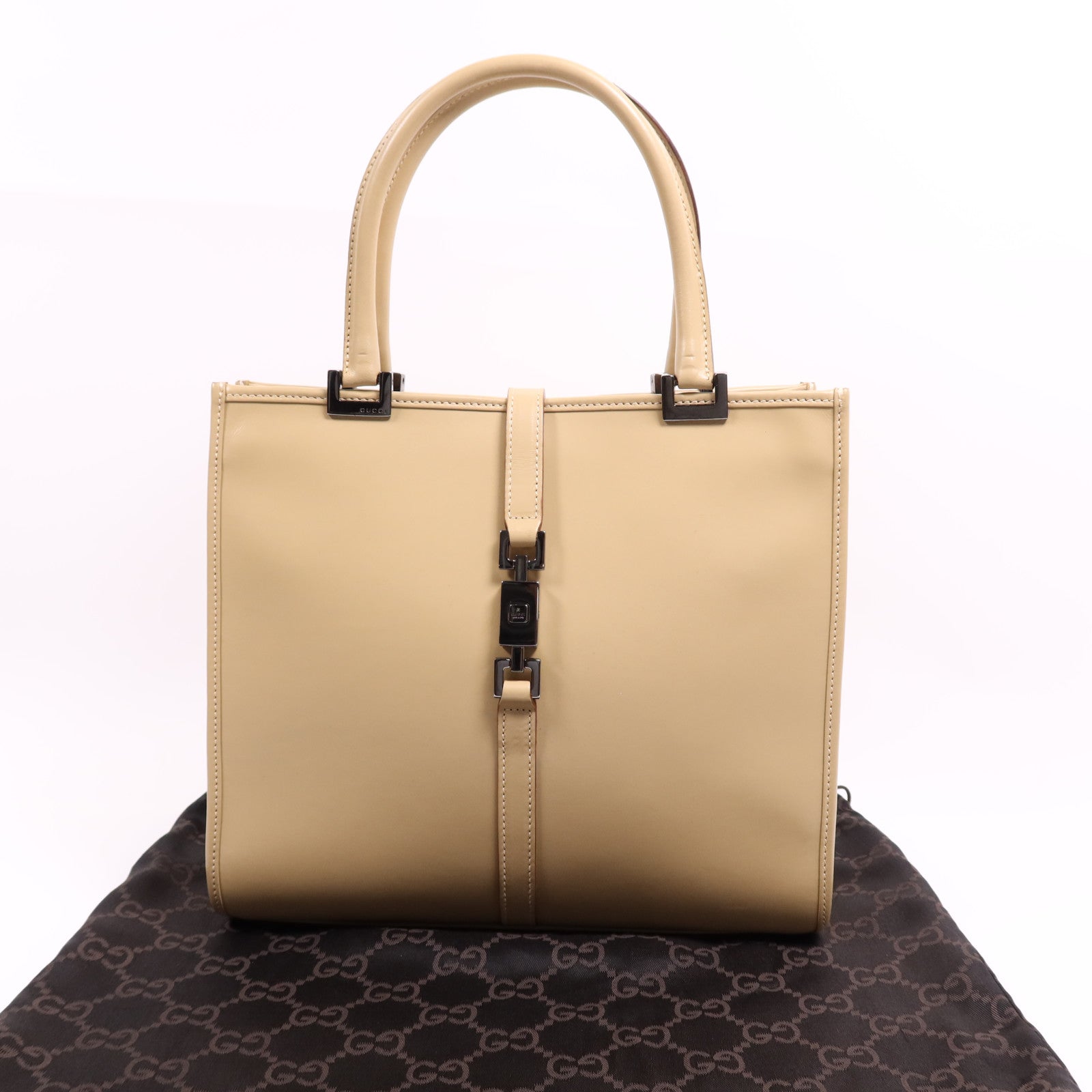 GUCCI 牛皮皮革Jackie Hand Bag銀扣手挽袋