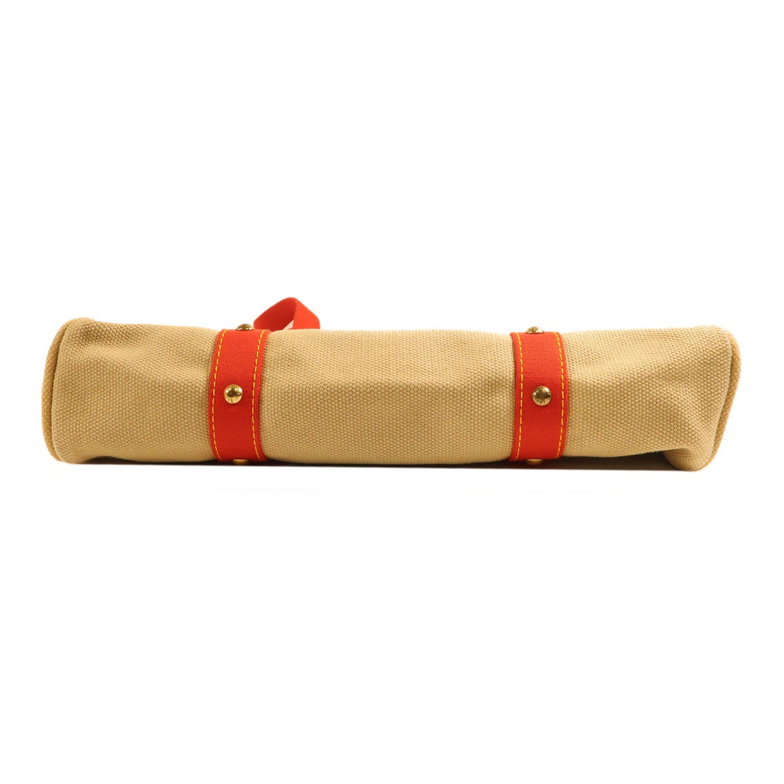 LOUIS VUITTON 帆布Antigua Cabas GM金扣手挽袋米色/紅色