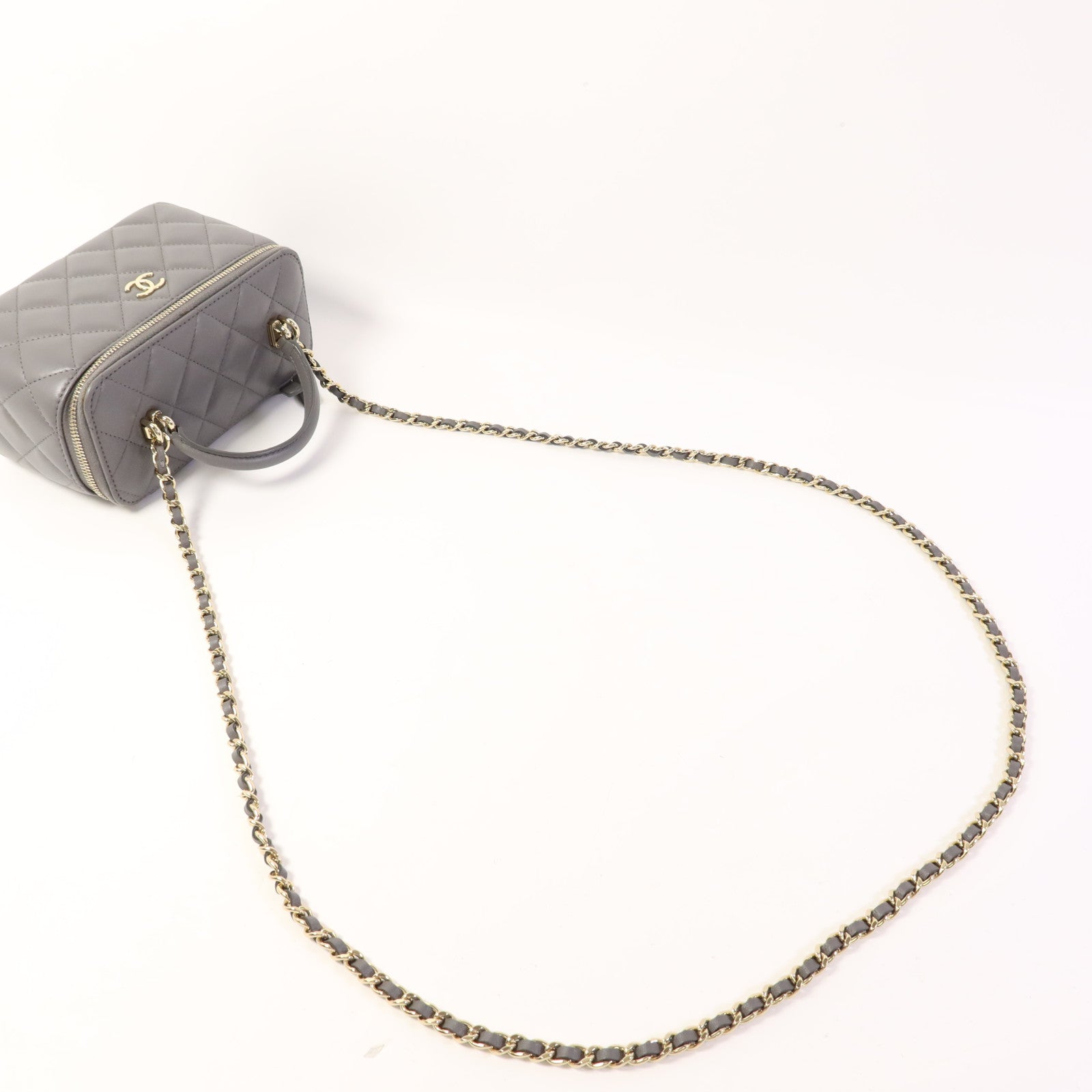 CHANEL 羊皮皮革Vanity Case金扣手挽肩背兩用袋