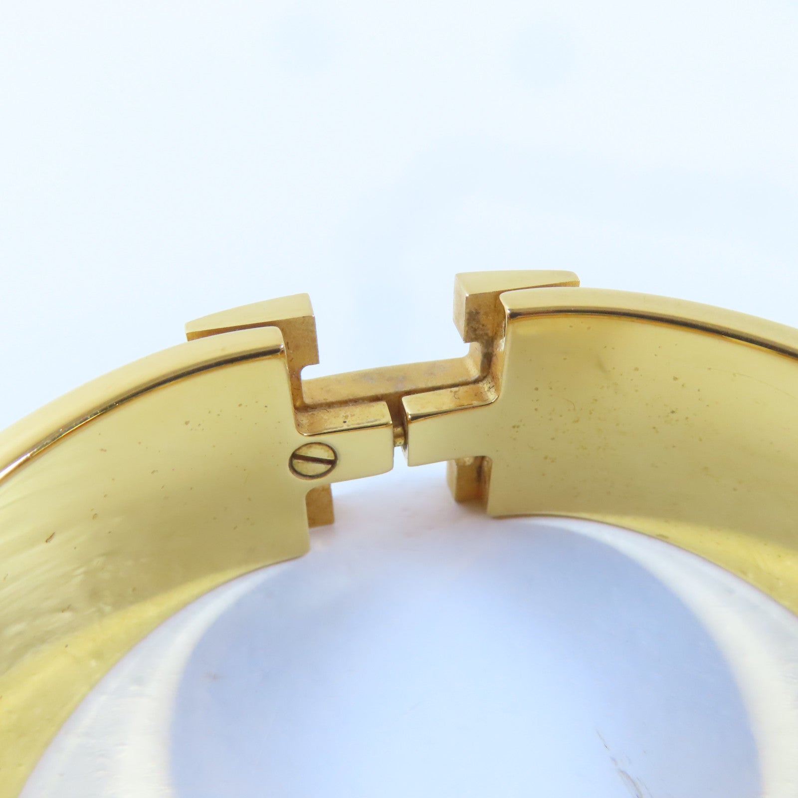 HERMES 金屬Clic Clac H Bracelet手鐲黑色/金色#16cm