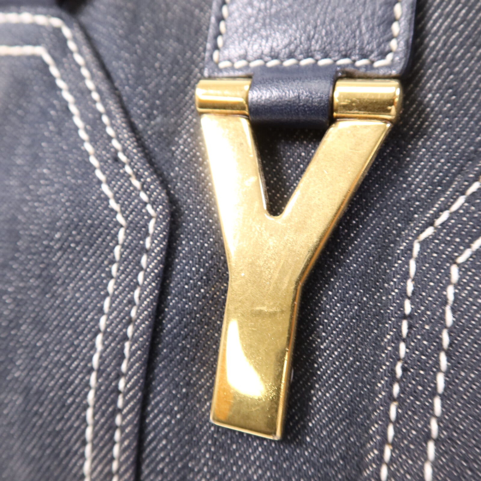 YVES SAINT LAURENT 牛仔布Cabas Chyc Handbag金扣手挽袋