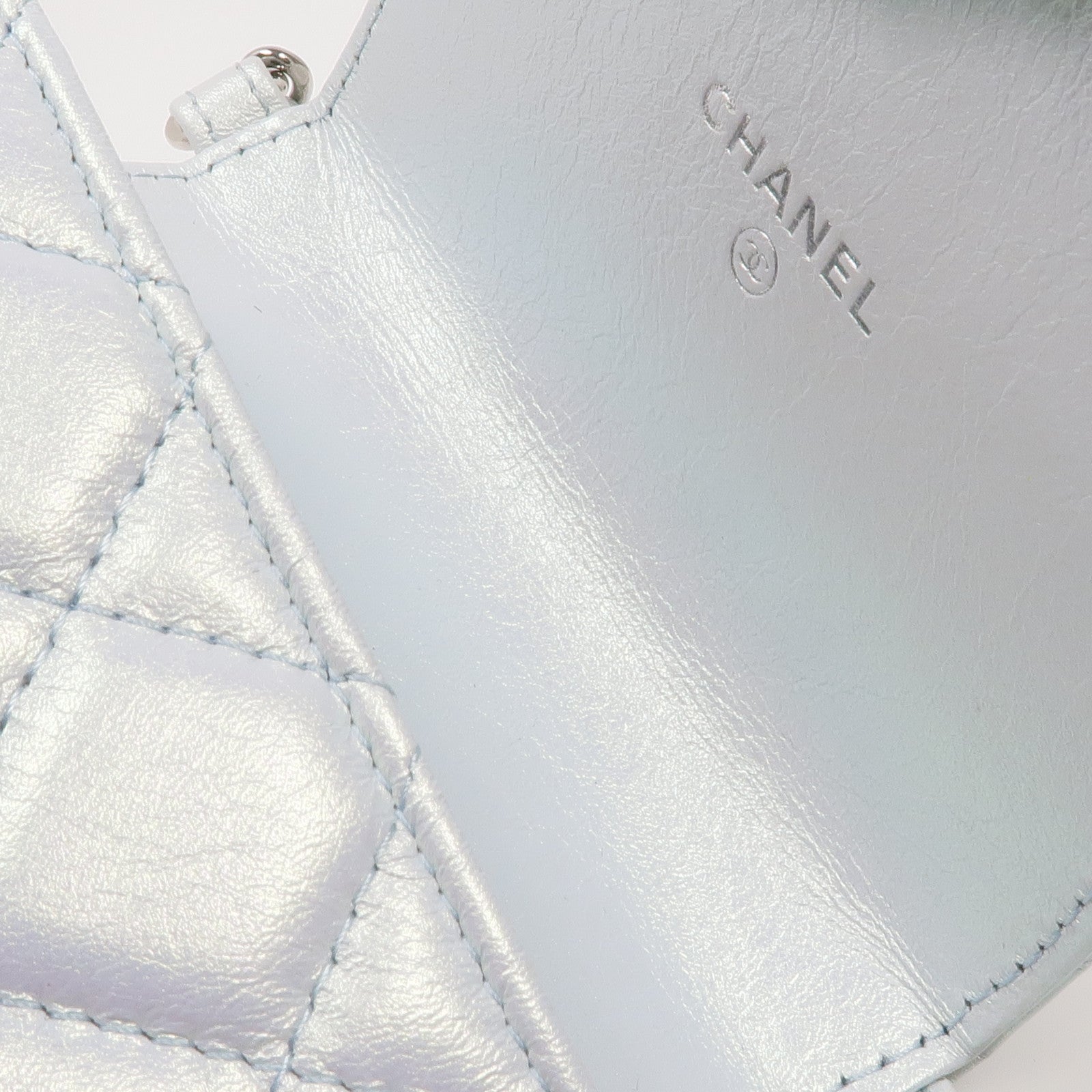 CHANEL 牛皮皮革Phone Bag銀扣鏈帶肩背袋