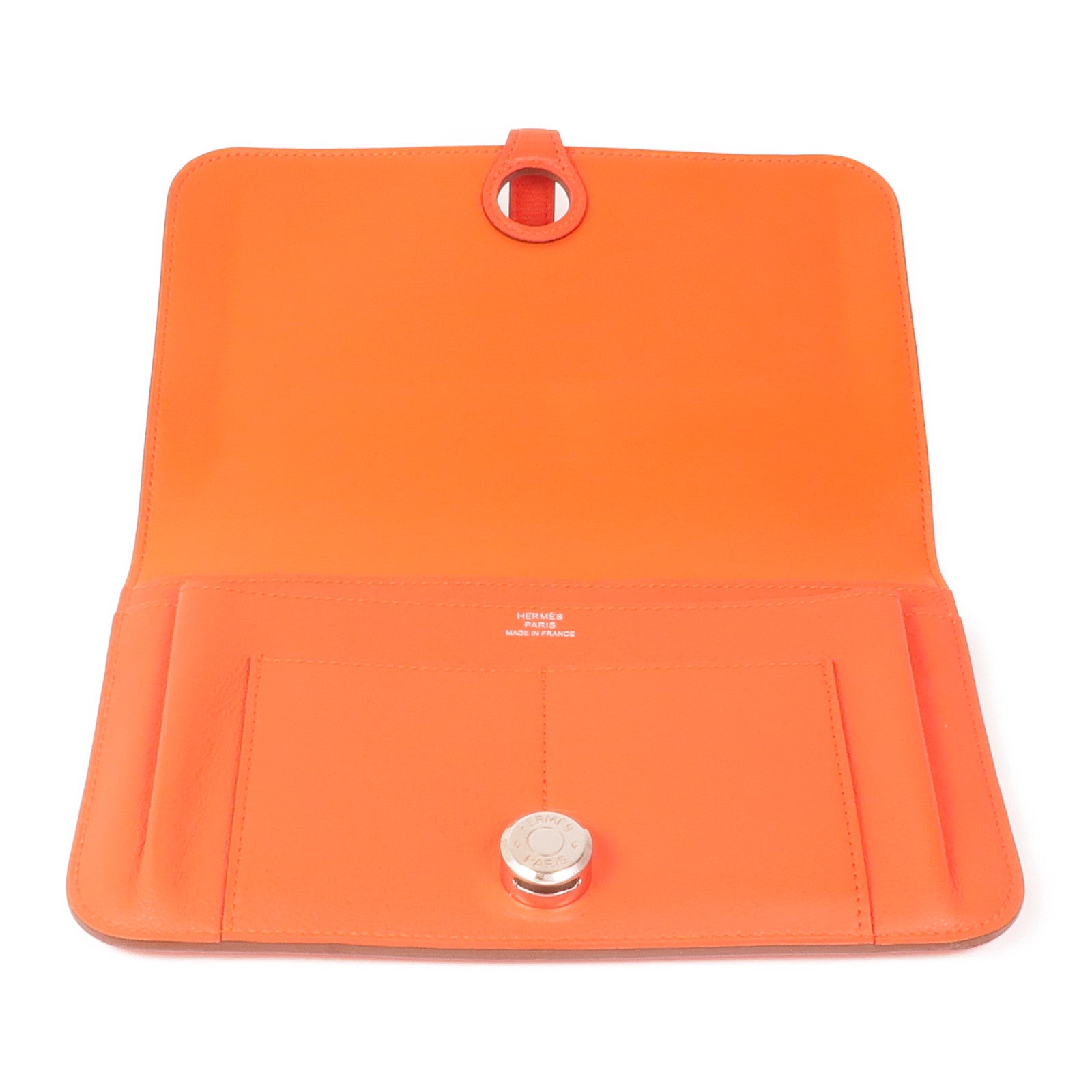 HERMES Swift皮革Dogon GM銀扣長錢包Capucine