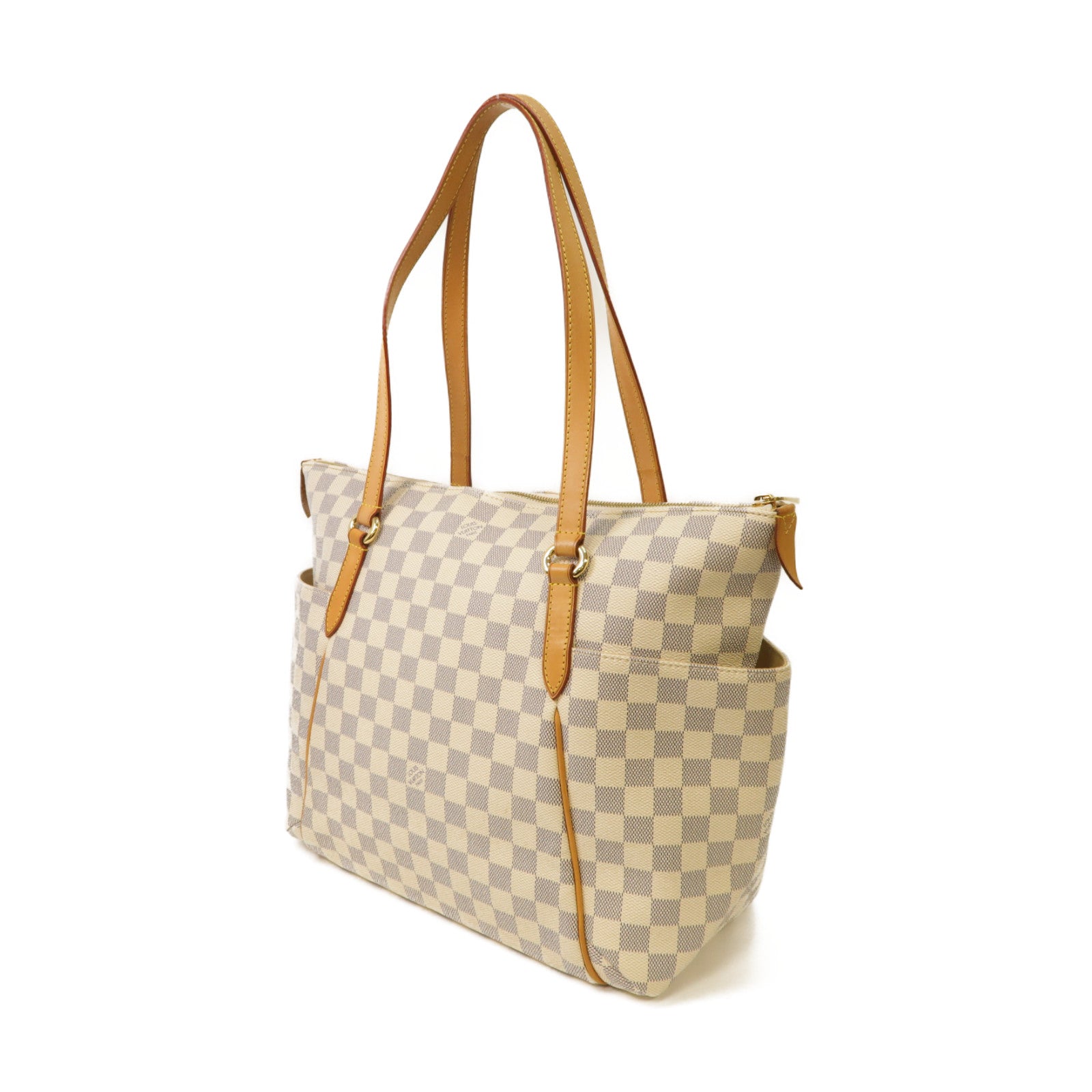 LOUIS VUITTON 【激減優惠】Damier Azur Totally MM銀扣手挽袋白色