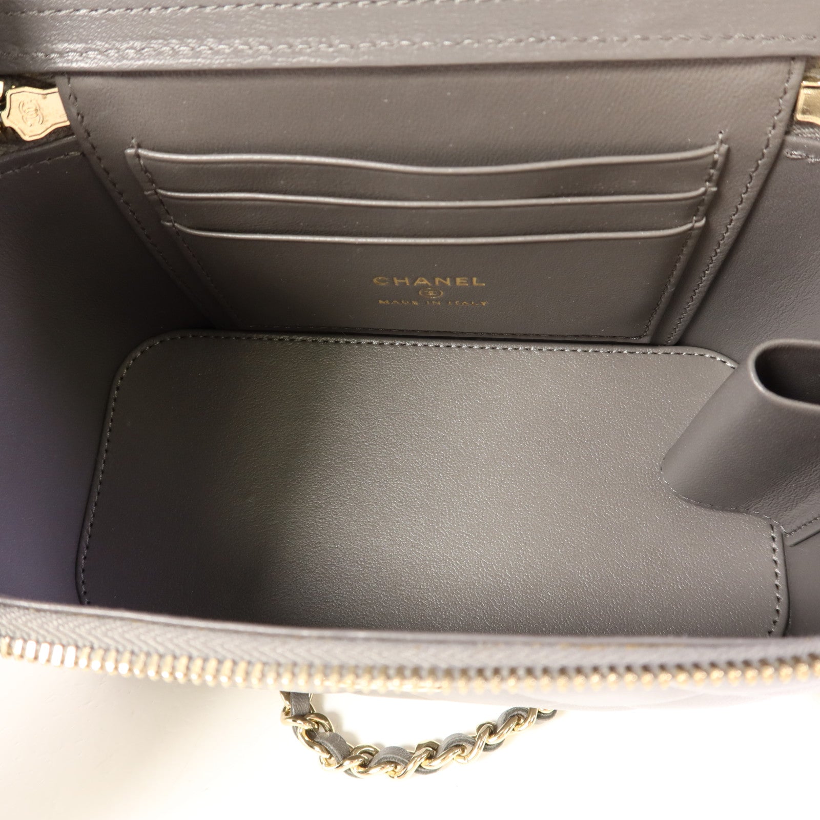 CHANEL 羊皮皮革Vanity Case金扣手挽肩背兩用袋