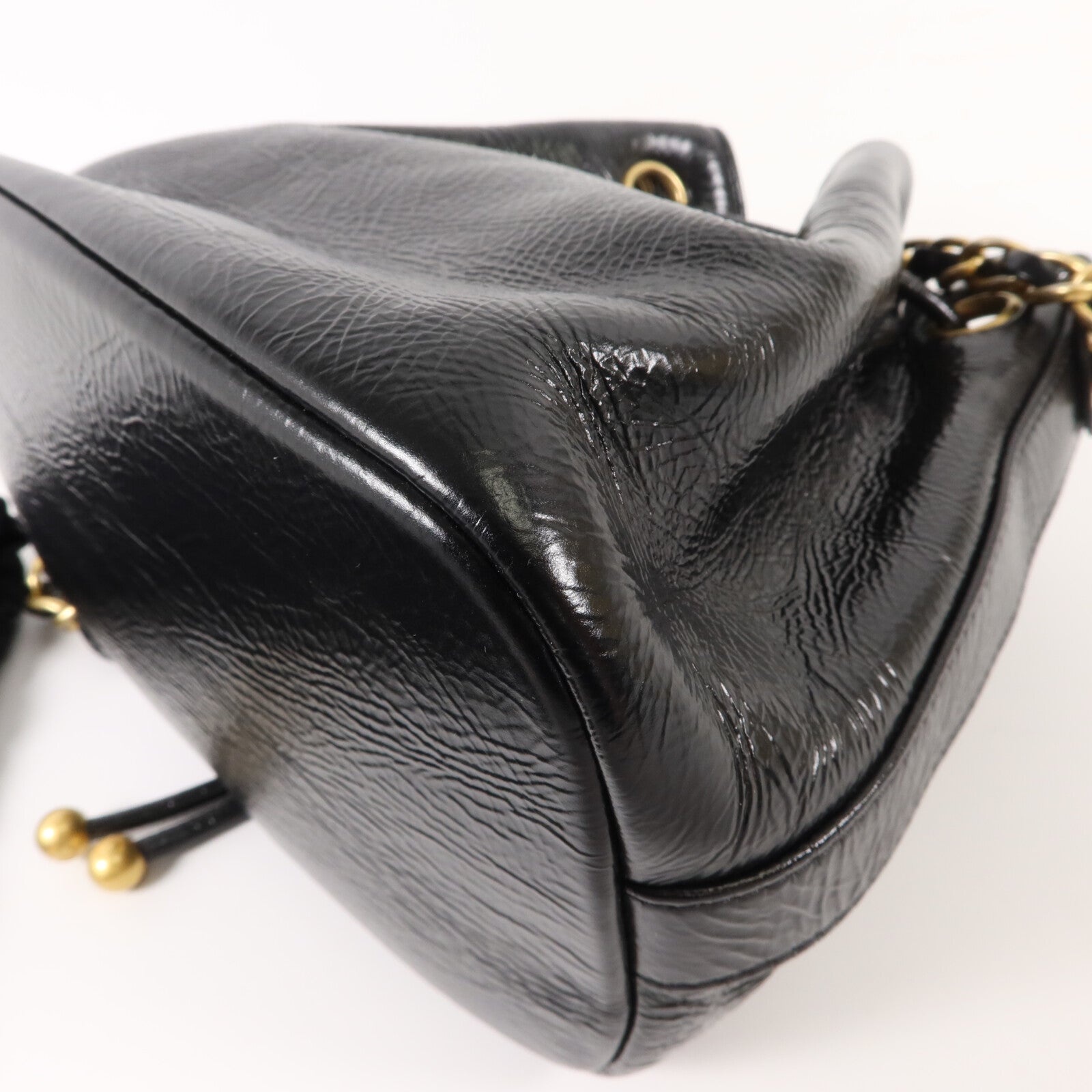 CHANEL 牛皮皮革Mini CC Drawstring Bucket Bag鏈帶肩背袋