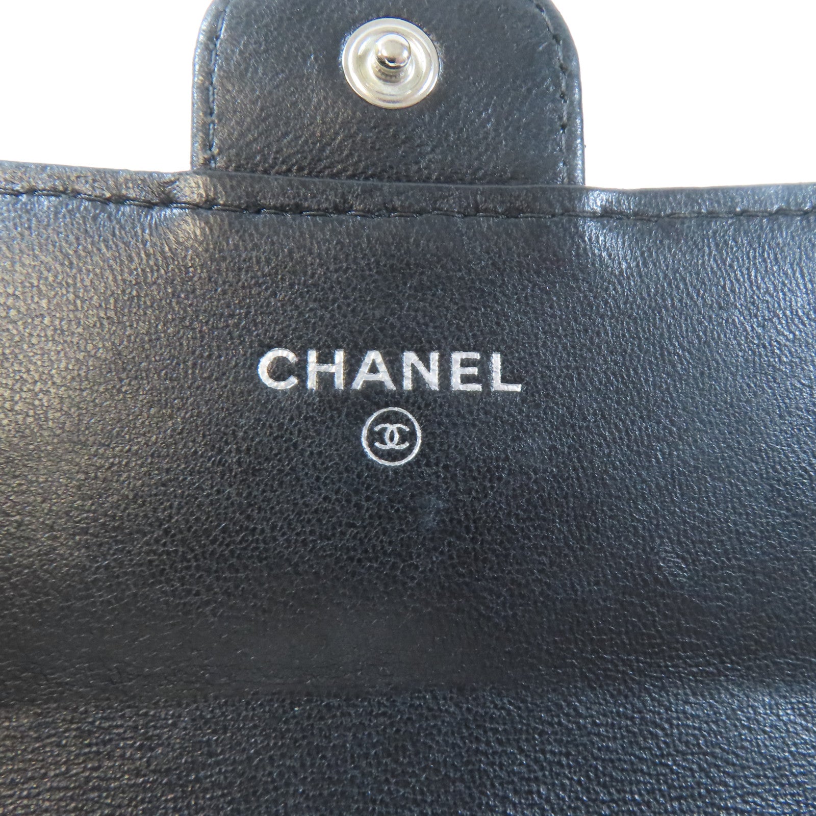 CHANEL 羊皮皮革Wallet銀扣錢包黑色