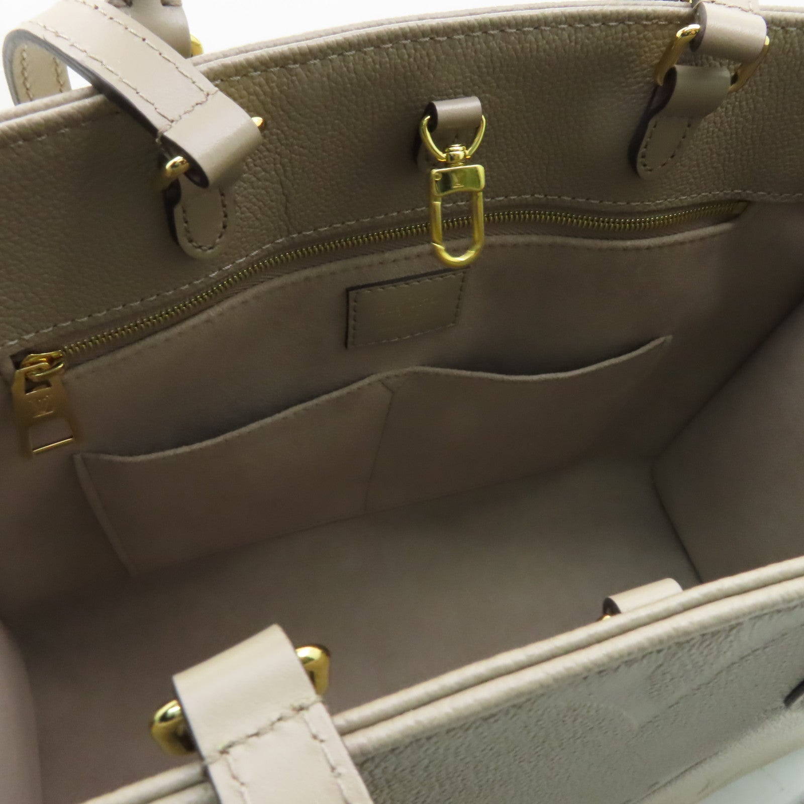 LOUIS VUITTON 【激減優惠】Monogram Empreinte On The Go金扣肩背袋米色