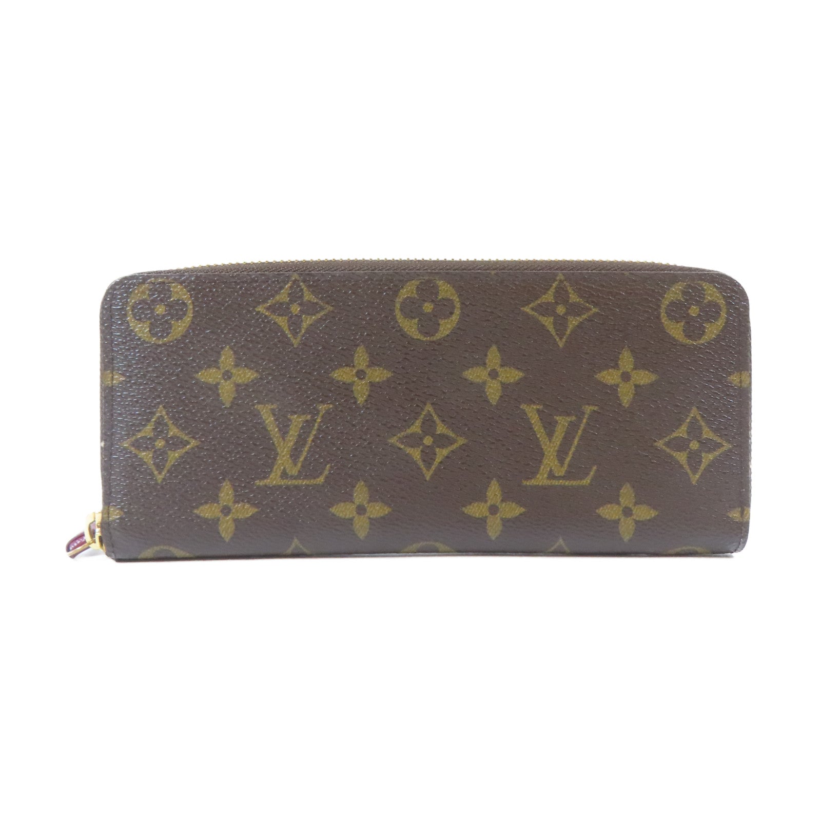 LOUIS VUITTON Monogram Clemence Wallet金扣長錢包啡色/紫紅色
