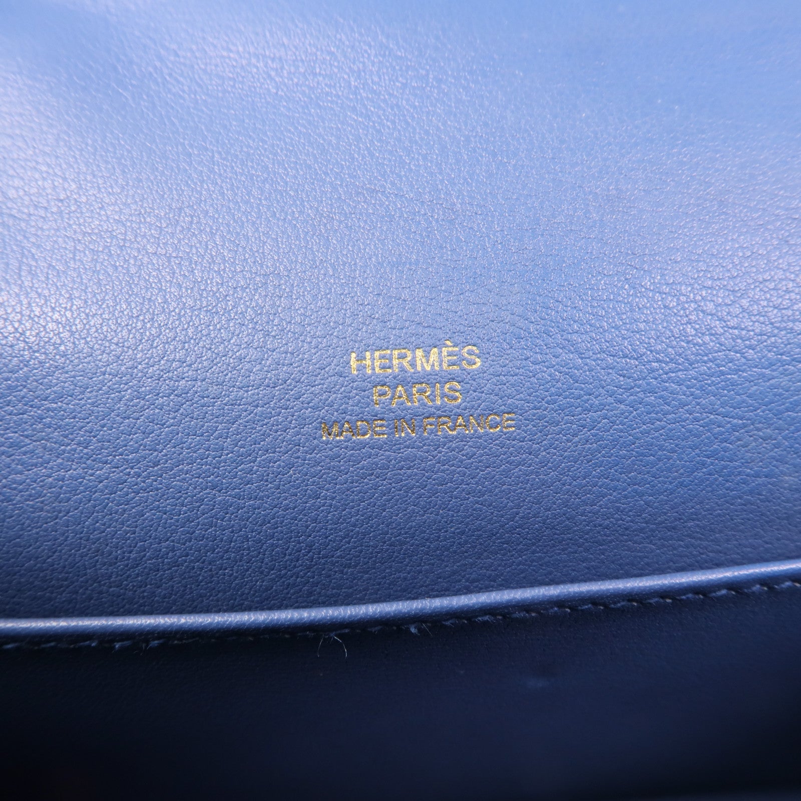 HERMES Swift皮革Pochette Kelly銀扣手挽袋R2 Bleu Agate