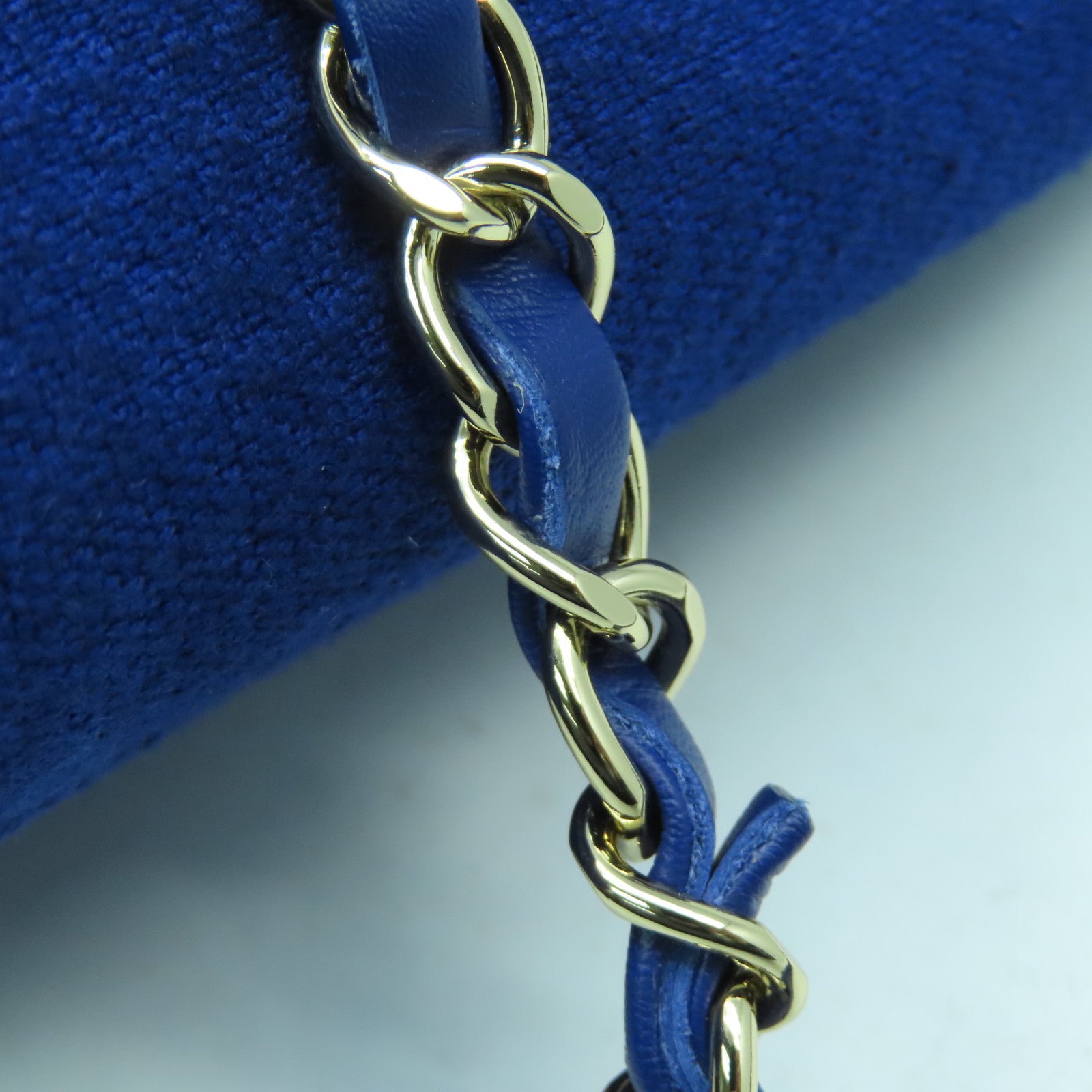 CHANEL 帆布Deauville銀扣手挽肩背兩用袋藍色