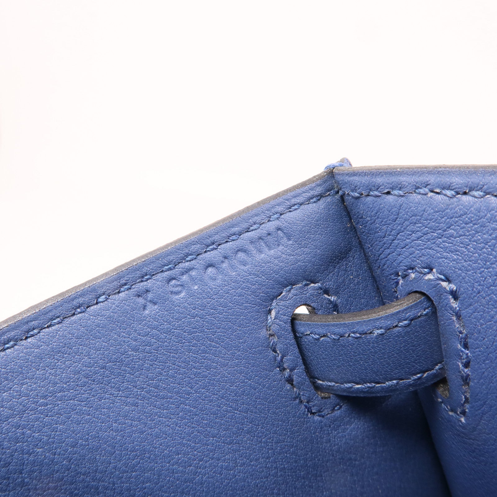 HERMES Swift皮革Pochette Kelly銀扣手挽袋R2 Bleu Agate