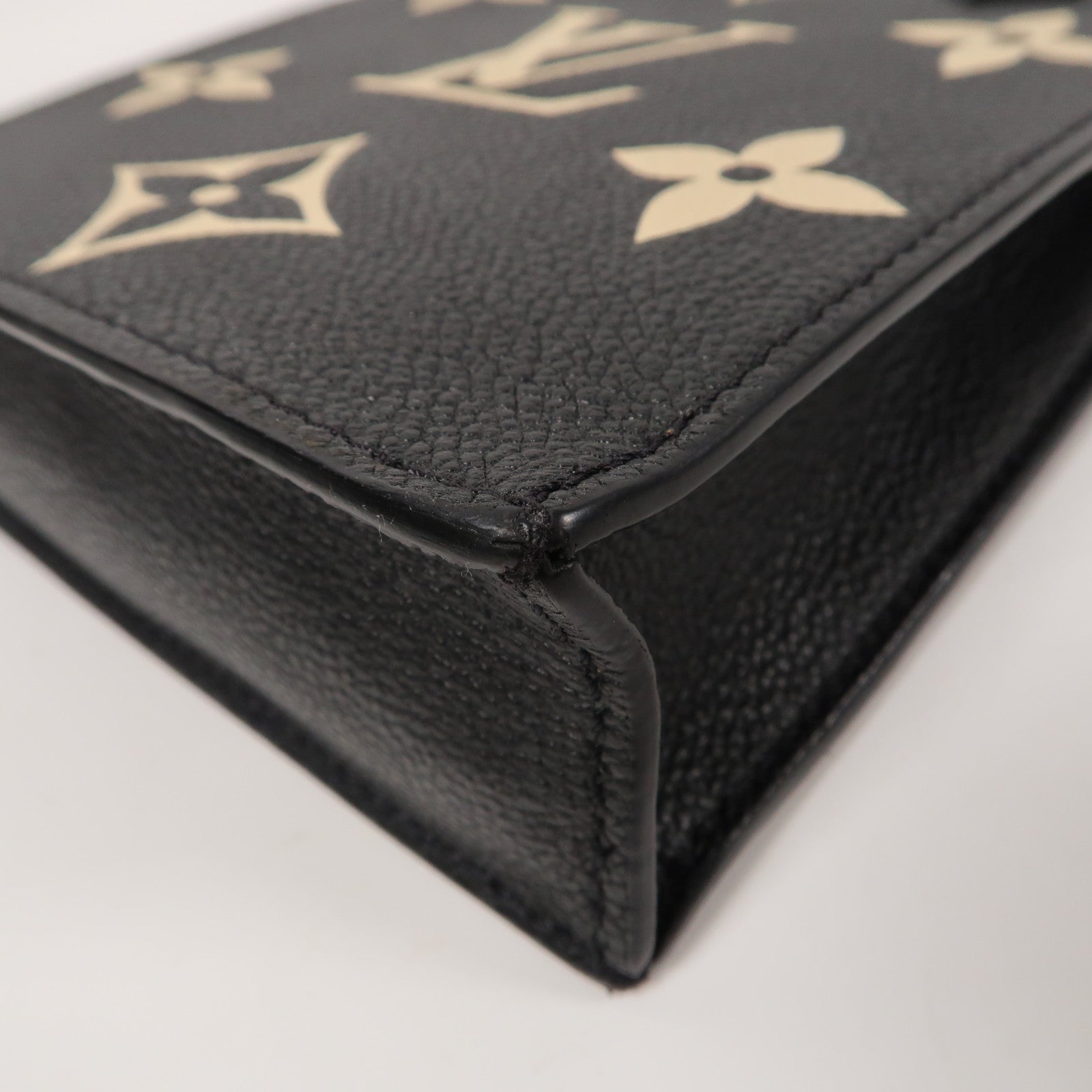 LOUIS VUITTON Monogram Empreinte Petit SAC Plat金扣手挽肩背兩用袋黑色
