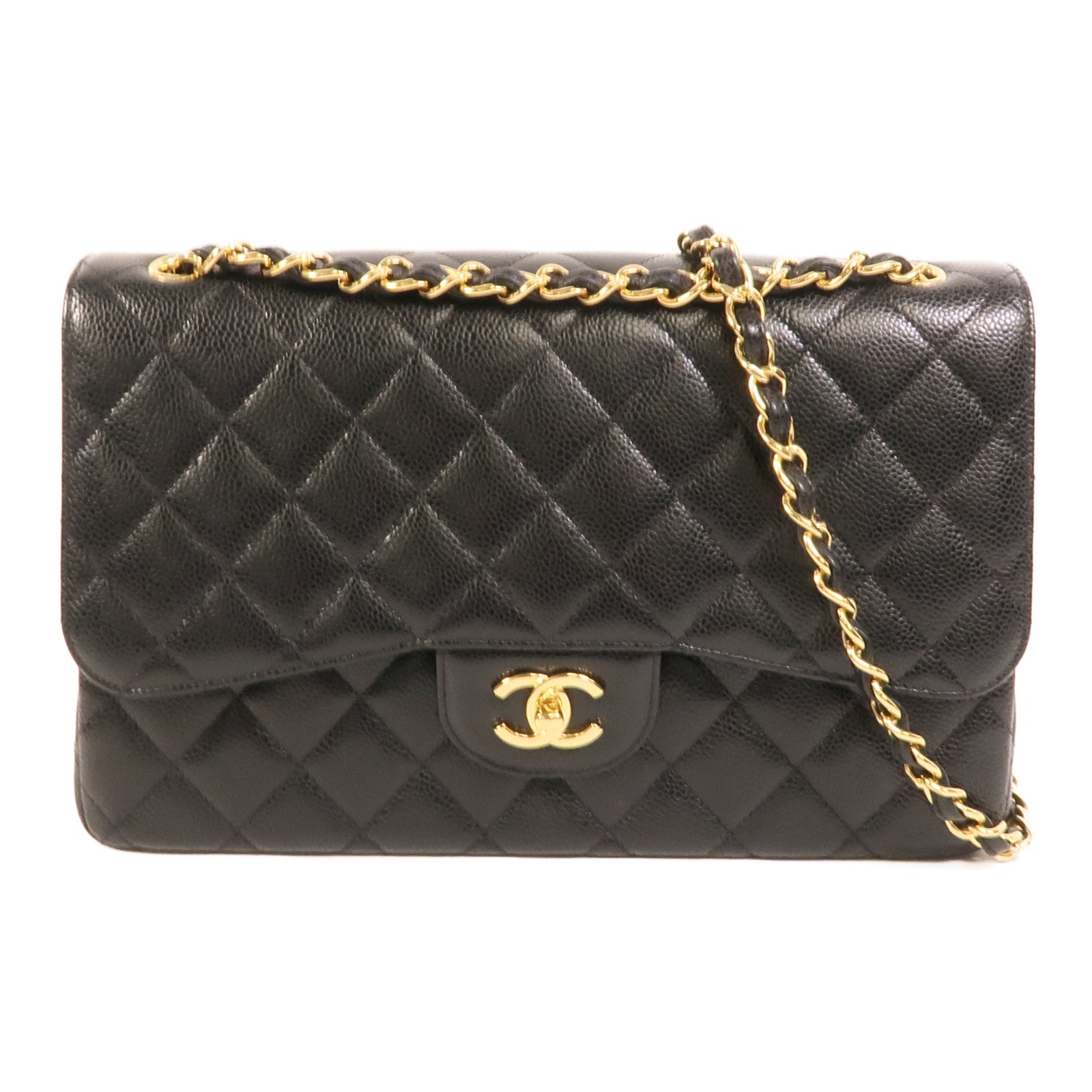 CHANEL 牛皮皮革Large Classic鏈帶肩背袋