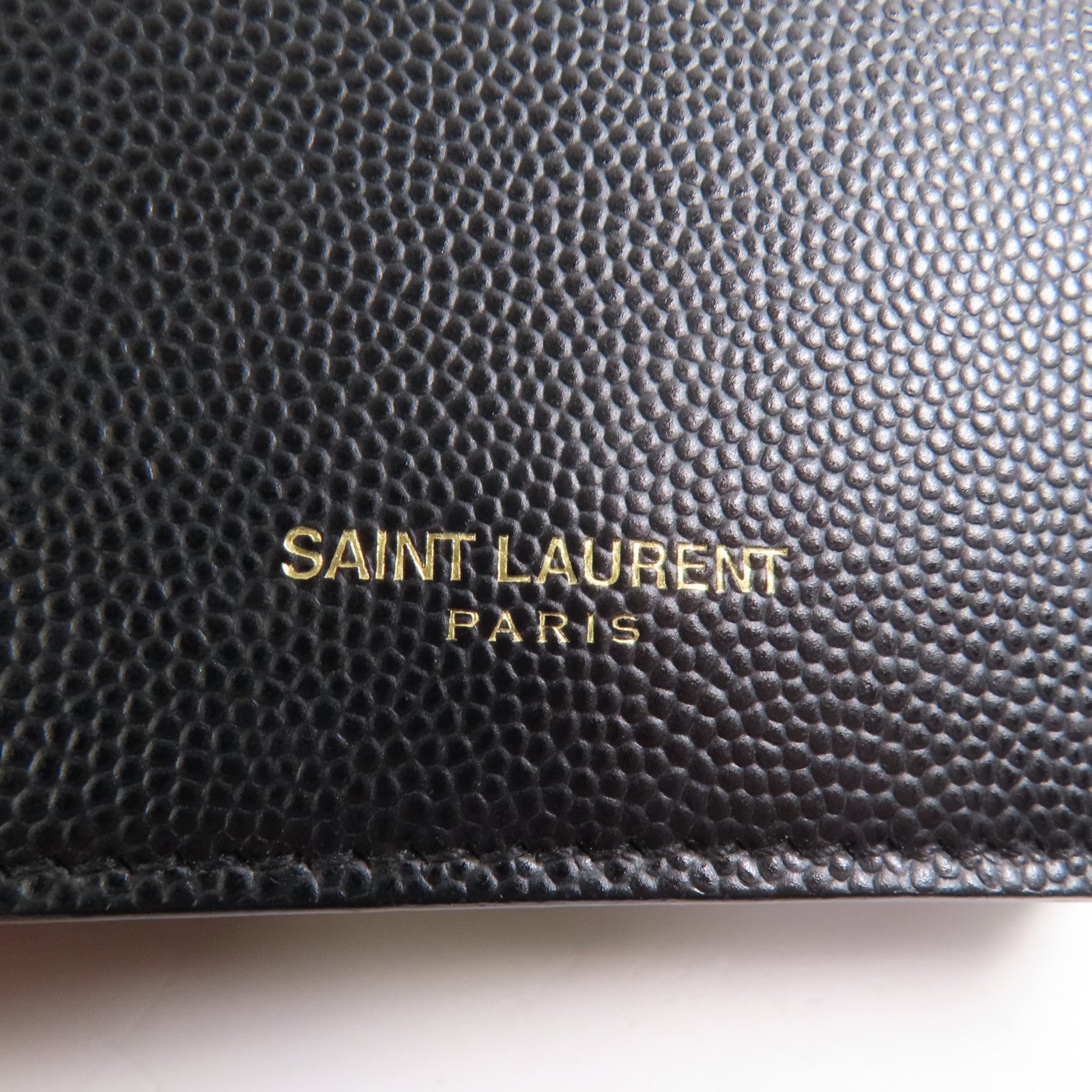 SAINT LAURENT YSL GHW Card Case Calfskin Leather Black
