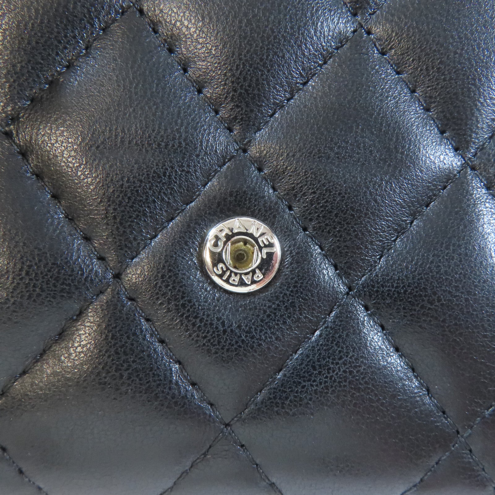 CHANEL 羊皮皮革Wallet銀扣錢包黑色