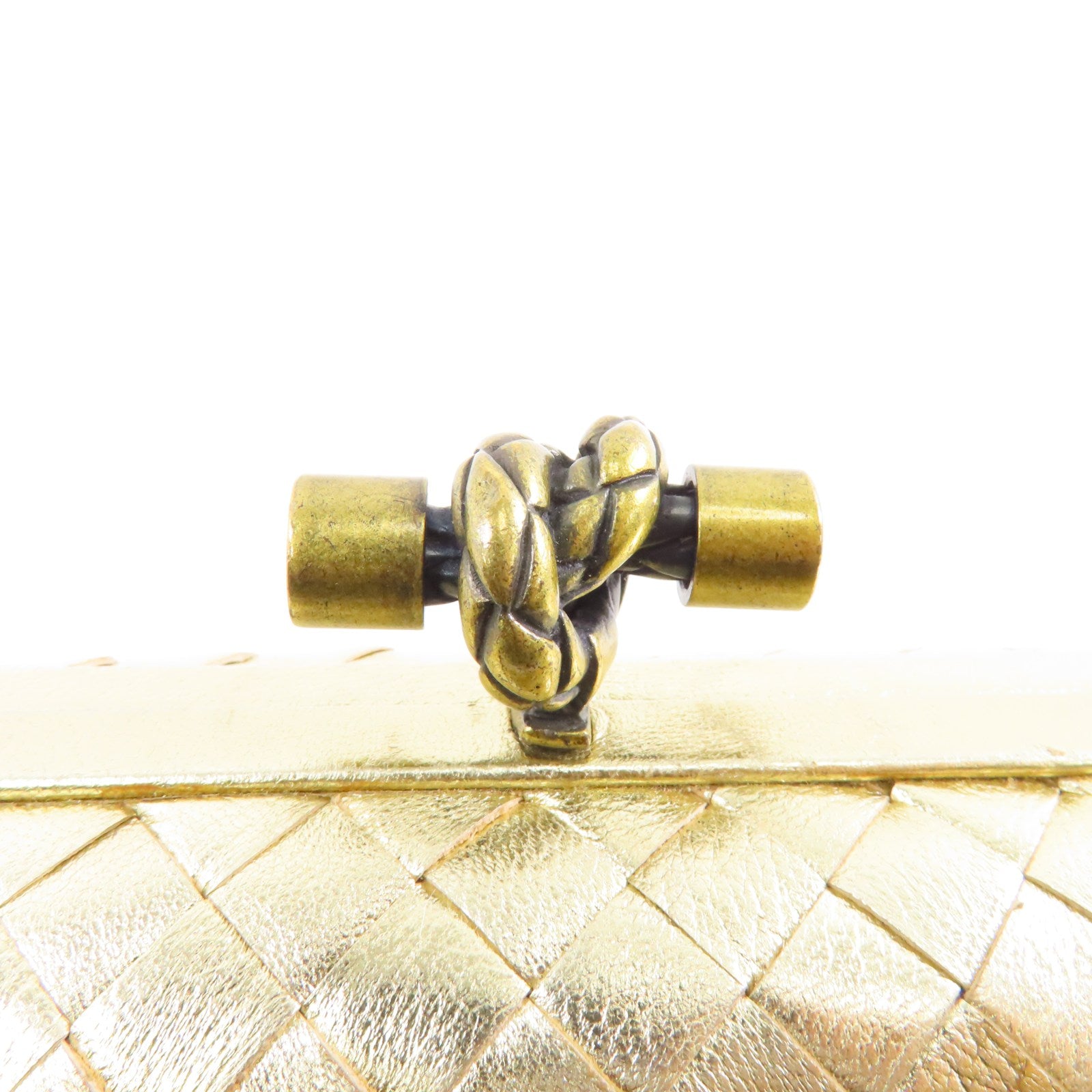 BOTTEGA VENETA 織紋皮革Clutch Bag金扣手拿包金色
