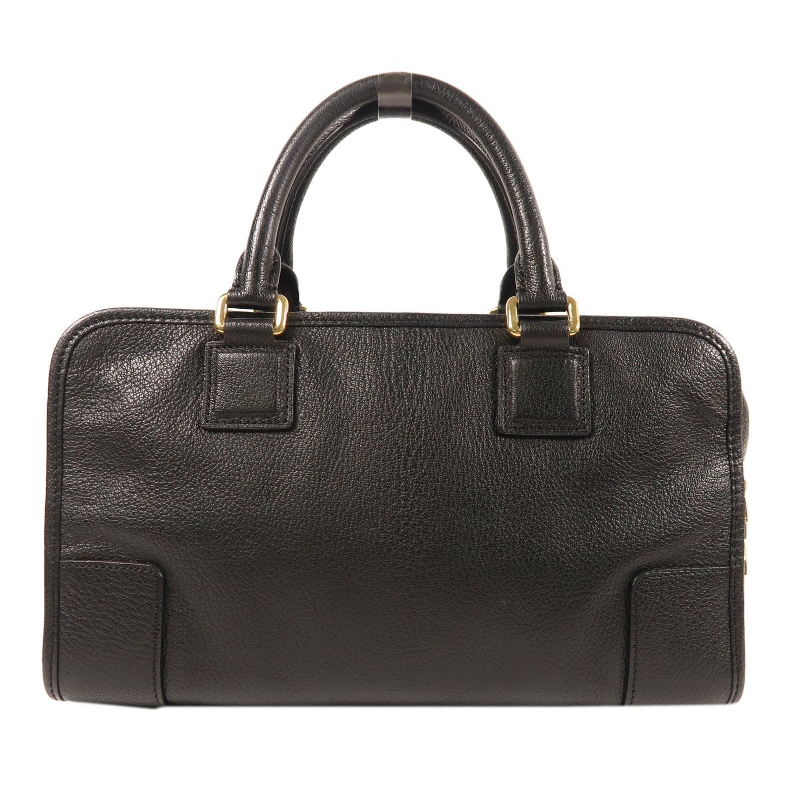 LOEWE 皮革Amazona 28金扣手挽袋黑色