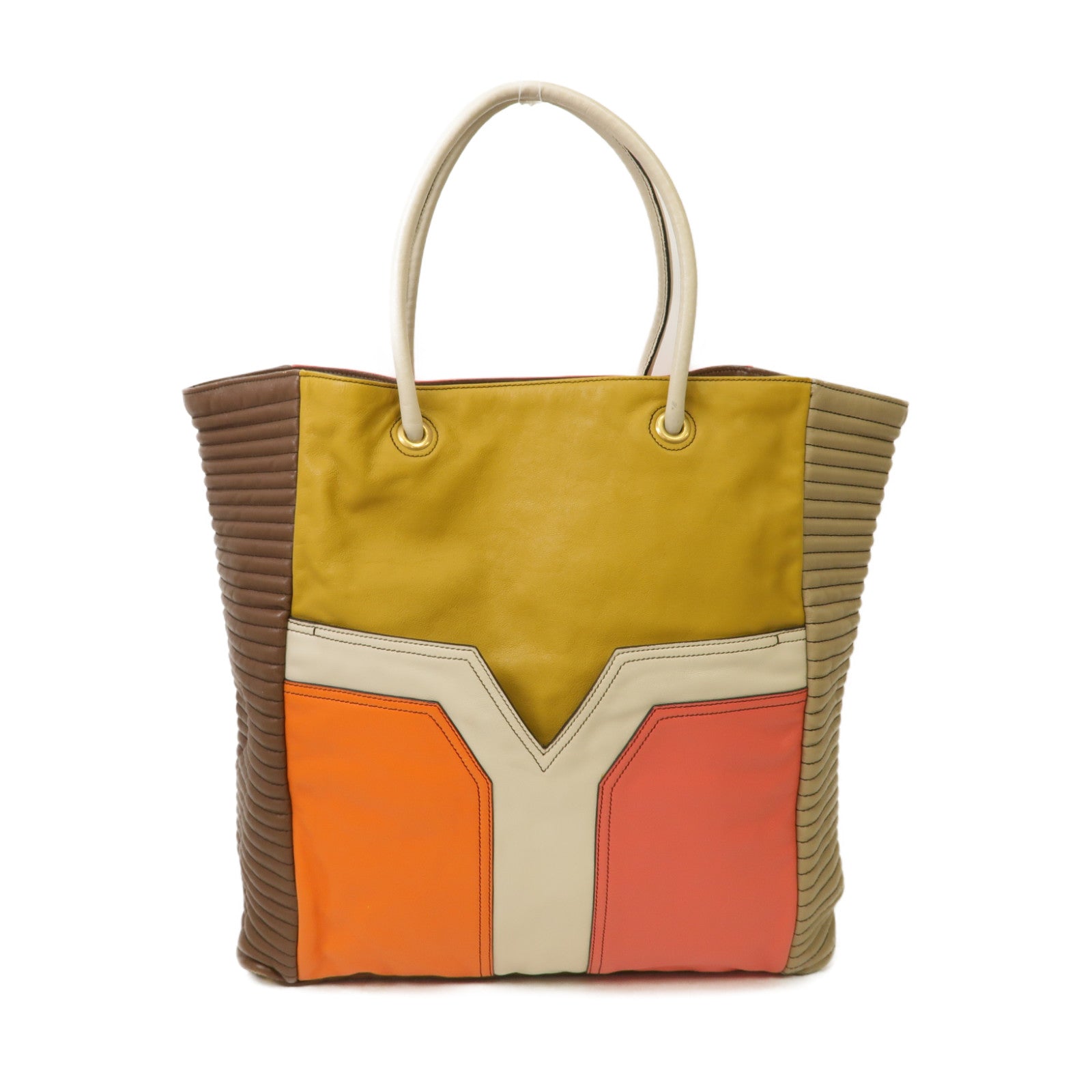 YVES SAINT LAURENT 【激減優惠】牛皮皮革Tote Bag金扣手挽袋啡色/橙色/粉紅色
