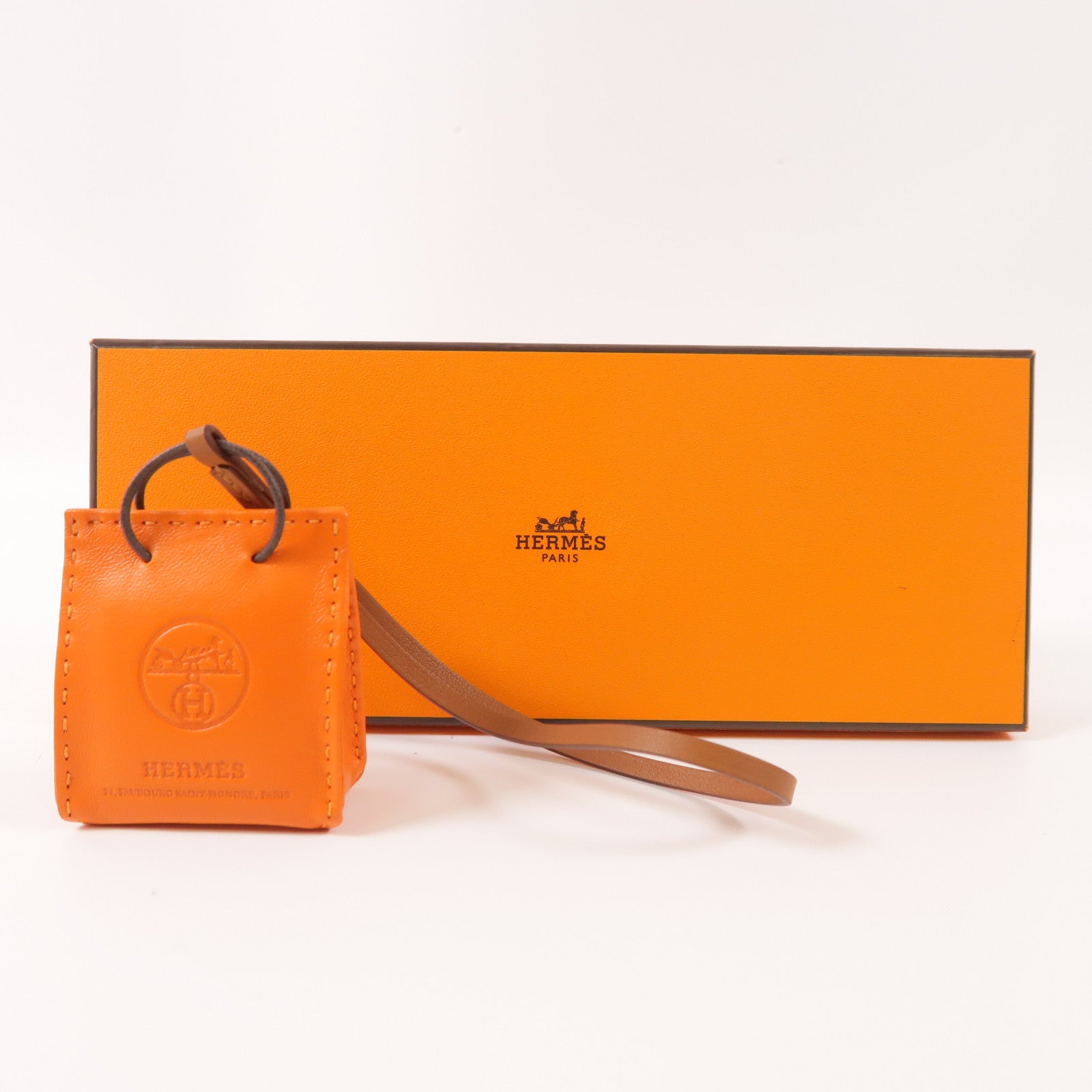HERMES 皮革Charm掛飾Orange