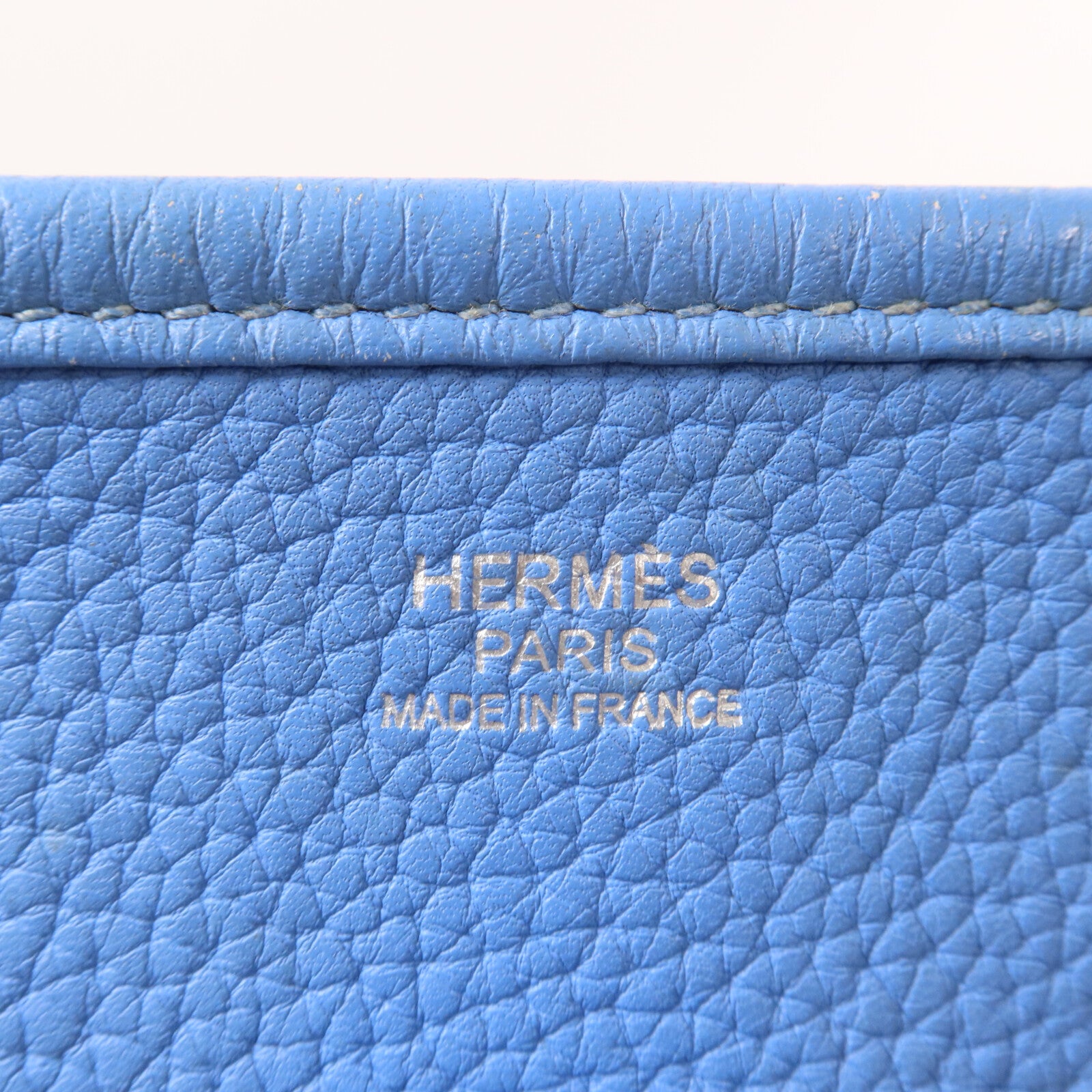 HERMES Clemence皮革Evelyne PM 肩背袋Bleu Paradis