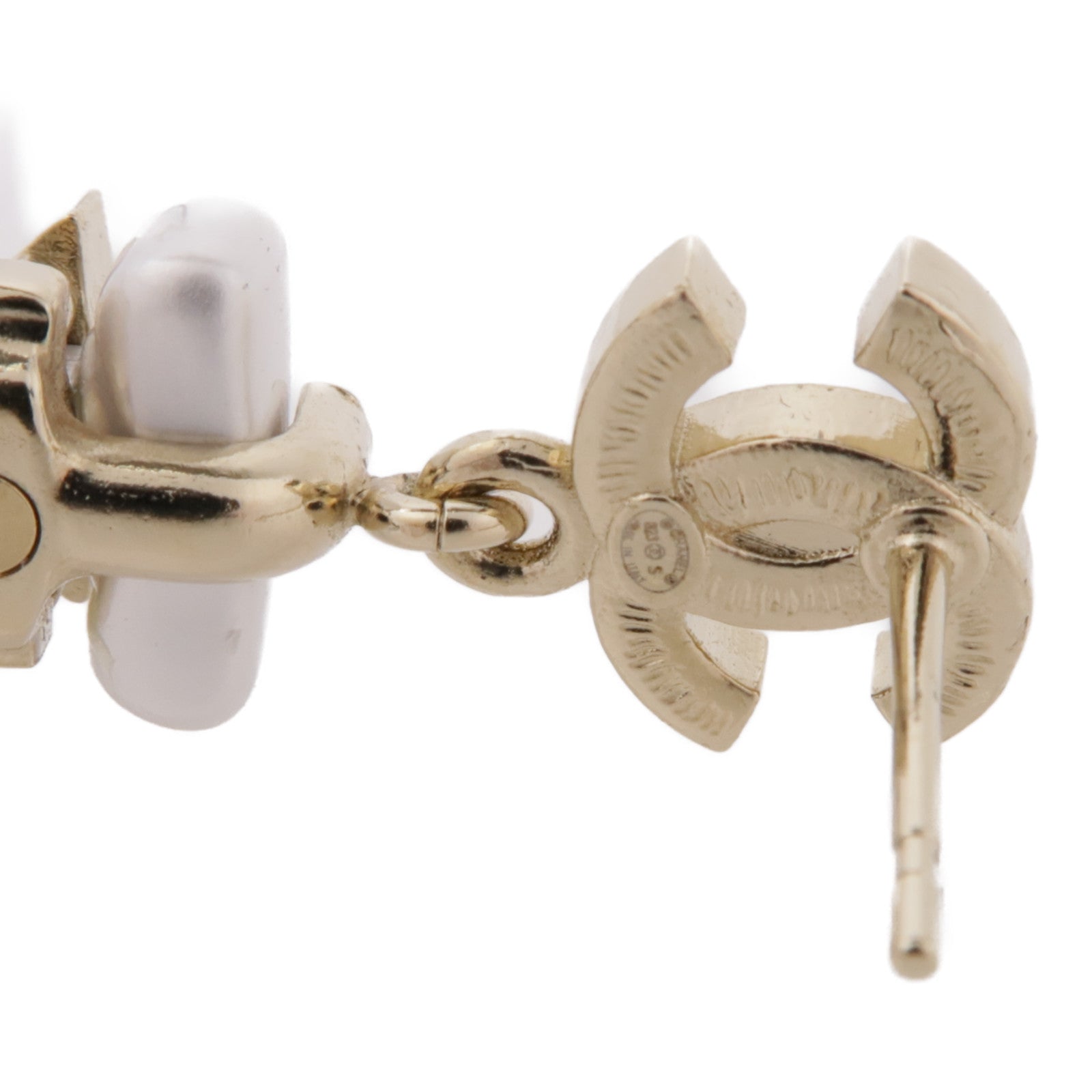 CHANEL PVC/金屬Earrings耳環白色/金色