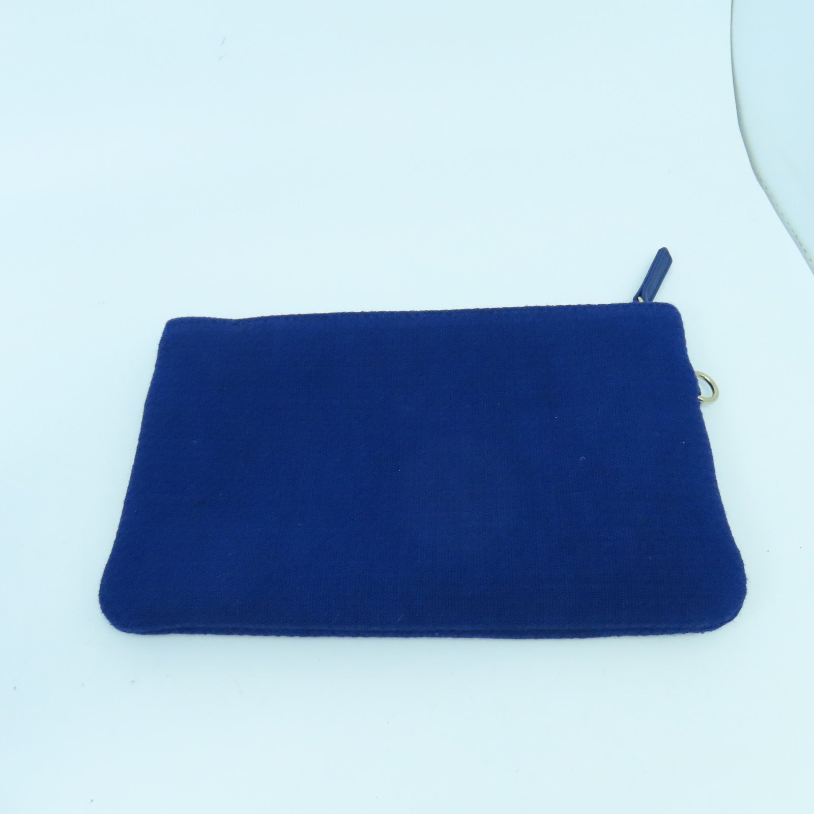 CHANEL 帆布Deauville銀扣手挽肩背兩用袋藍色