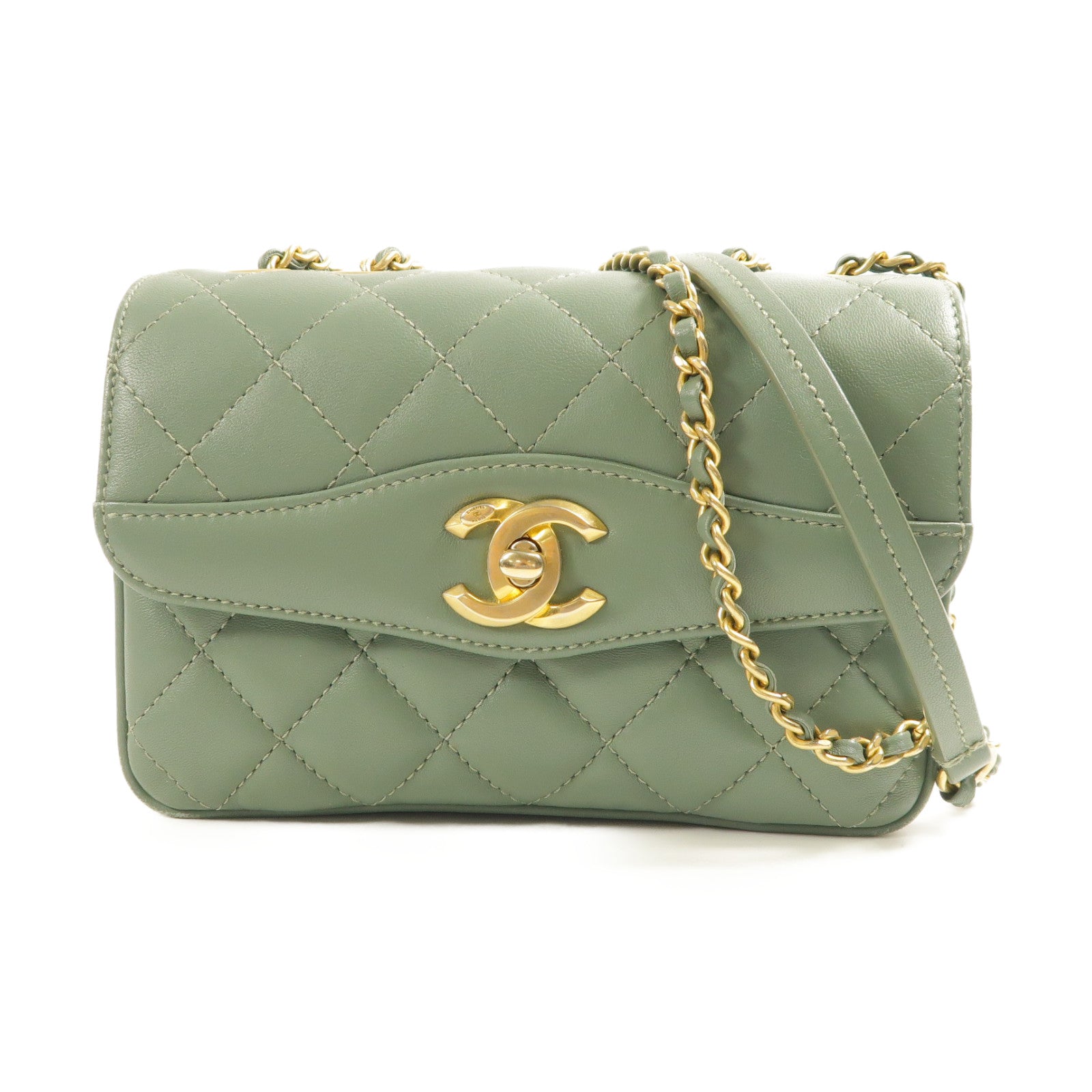 CHANEL 【激減優惠】羊皮皮革Chain Shoulder金扣鏈帶肩背袋