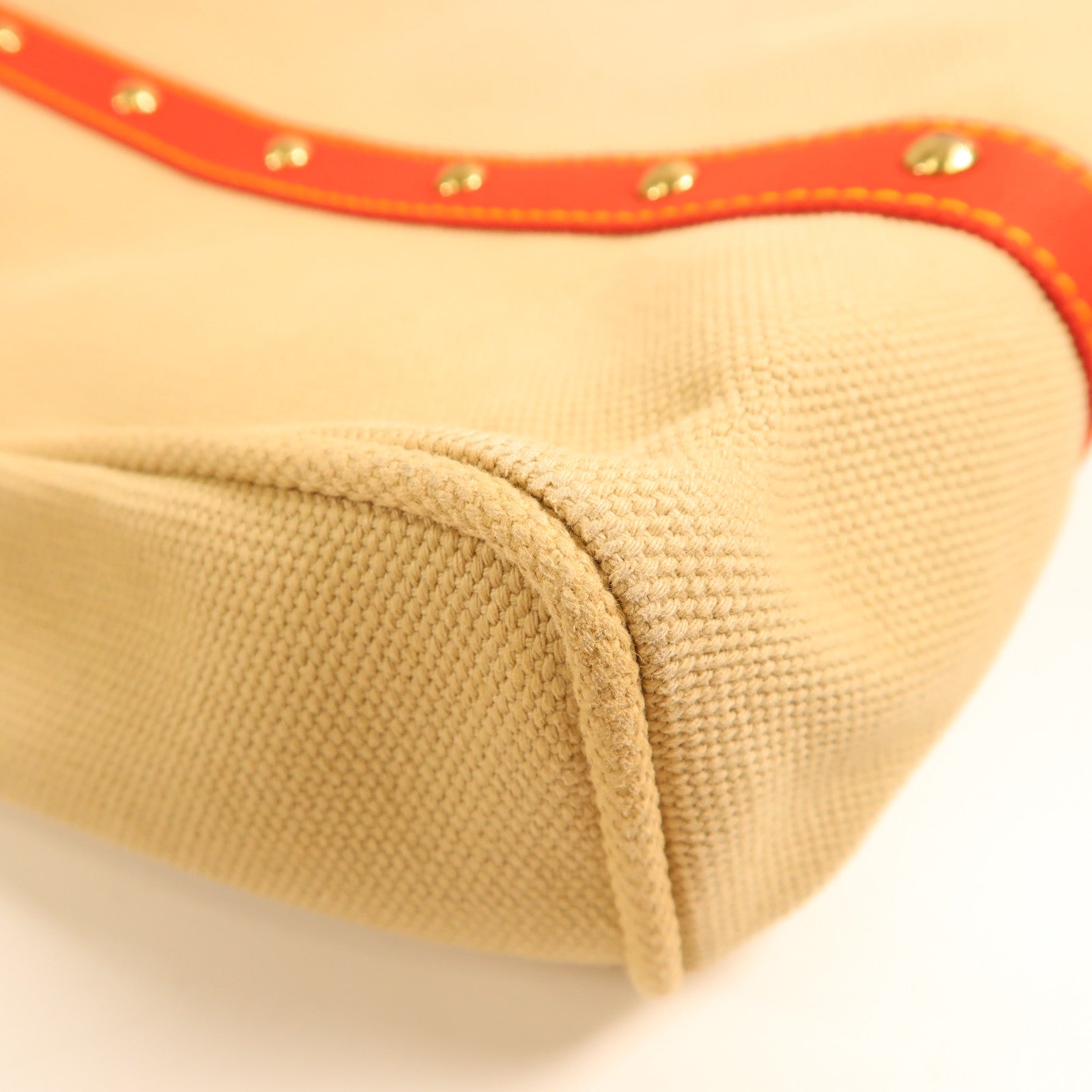 LOUIS VUITTON 帆布Antigua Cabas GM金扣手挽袋米色/紅色
