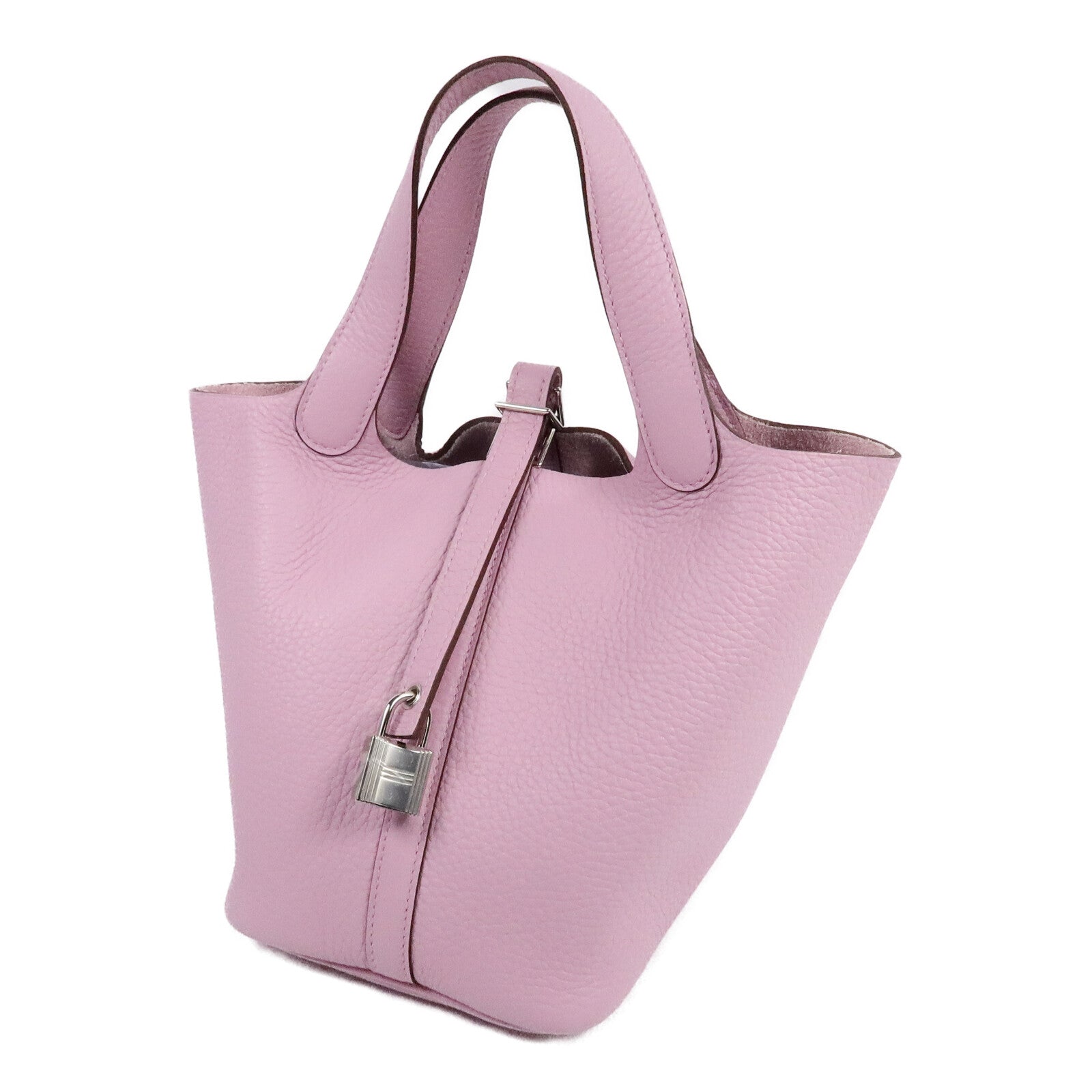 HERMES Clemence皮革Picotin PM手挽袋Mauve Sylvestre