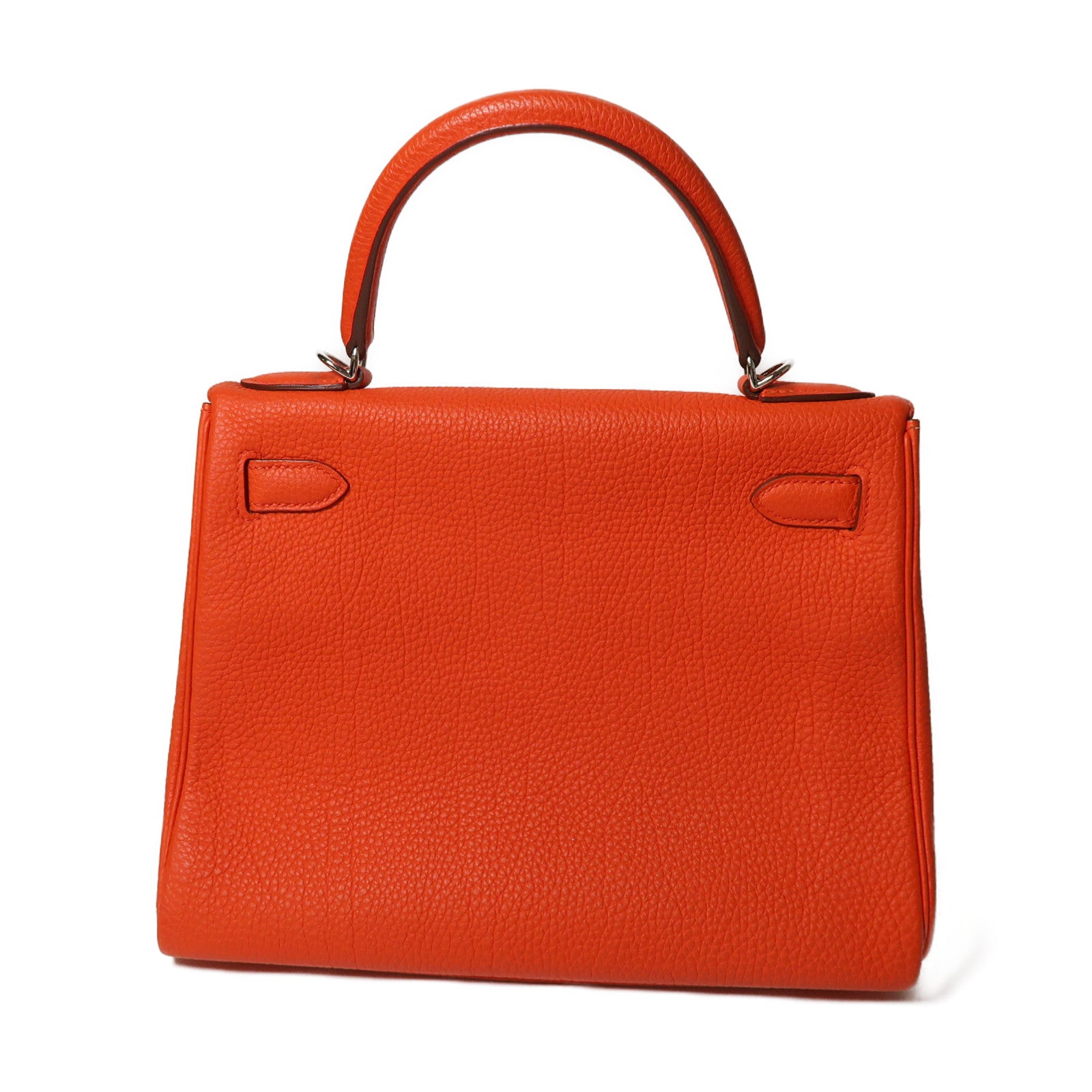 HERMES Togo皮革Kelly 28銀扣手挽肩背兩用袋Rouge Tomate紅色