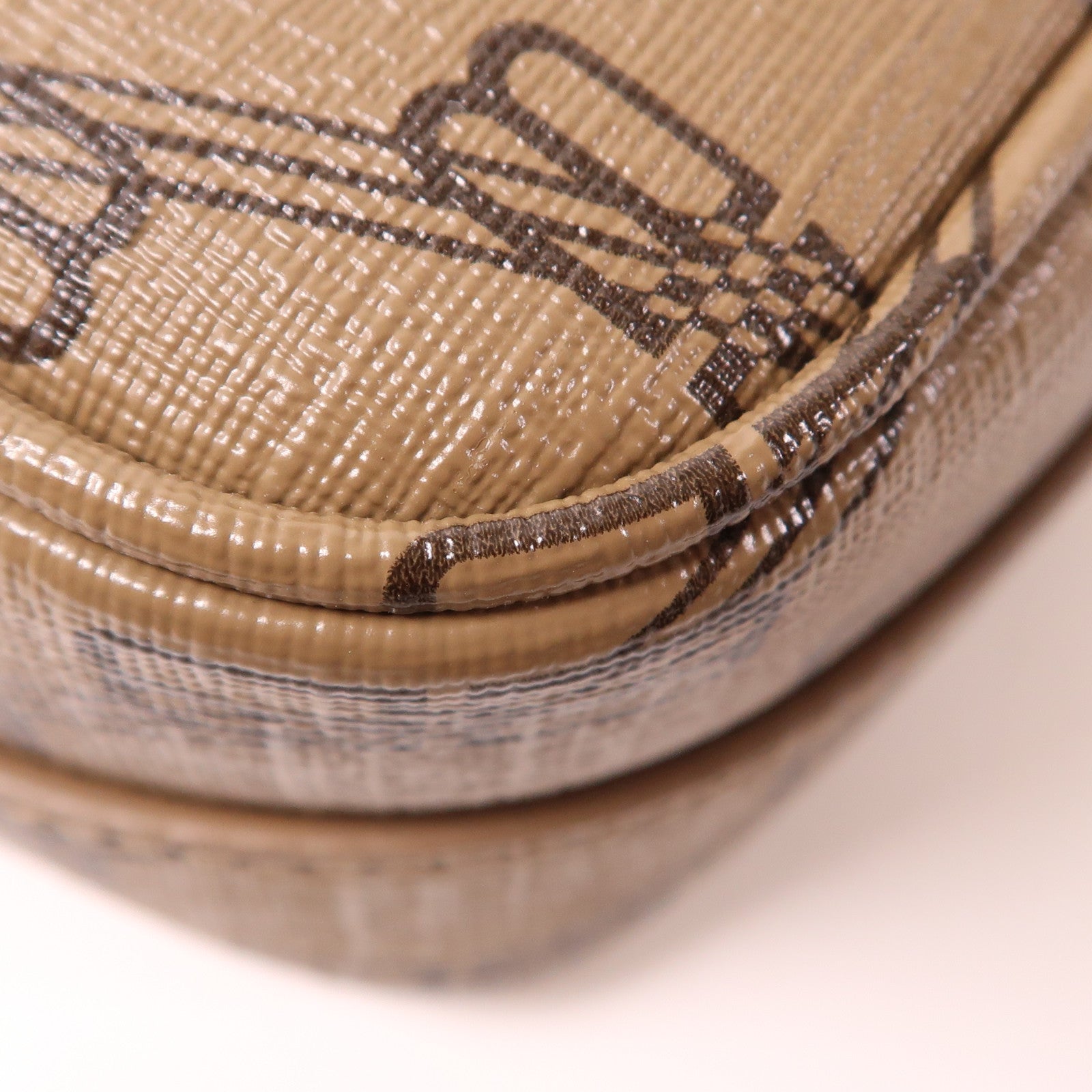 BALENCIAGA GHW Signature Small Shoulder Bag 702701 Coated Canvas Brown