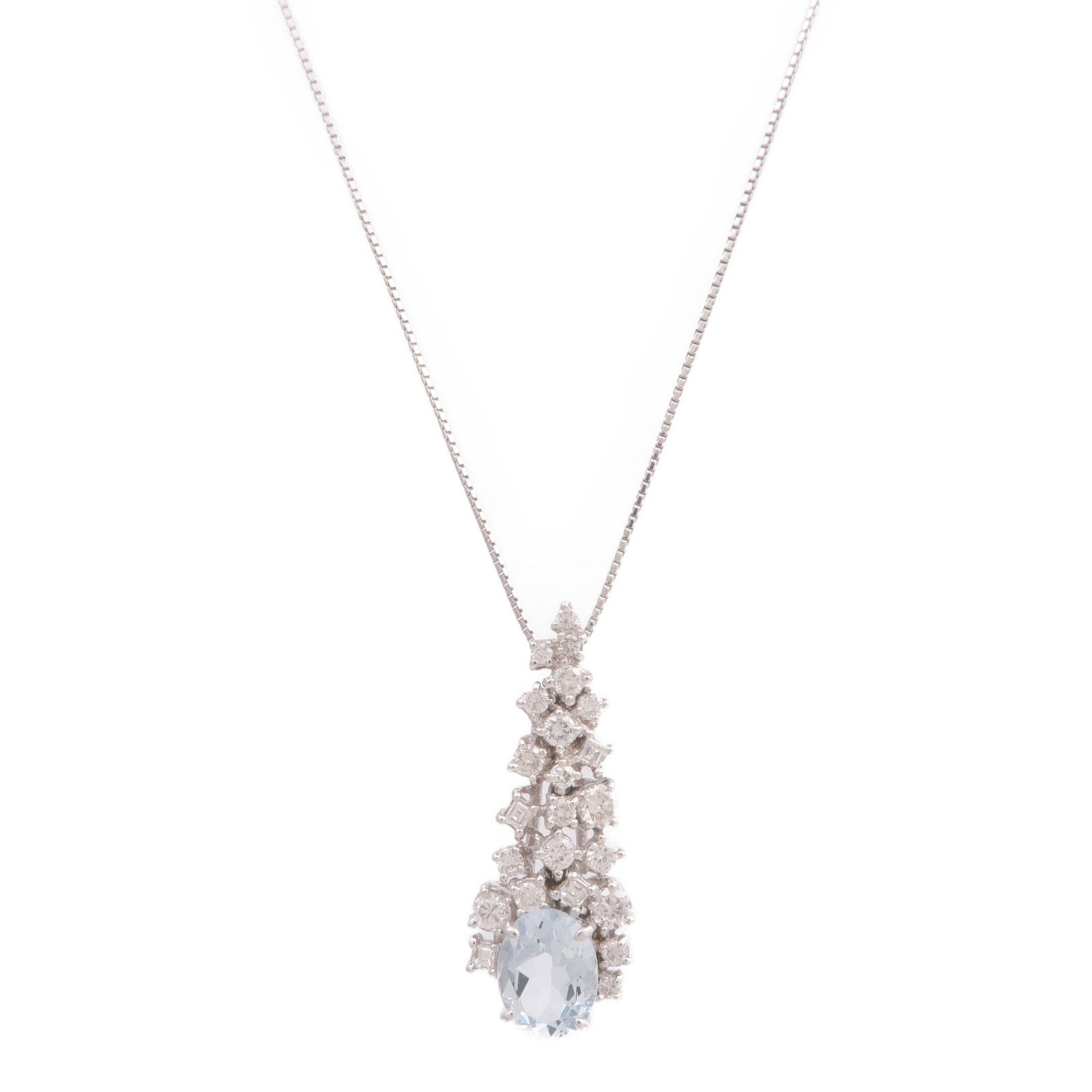 JEWELRY 18K白金Aquamarine Diamond Necklace藍晶/鑽石項鍊