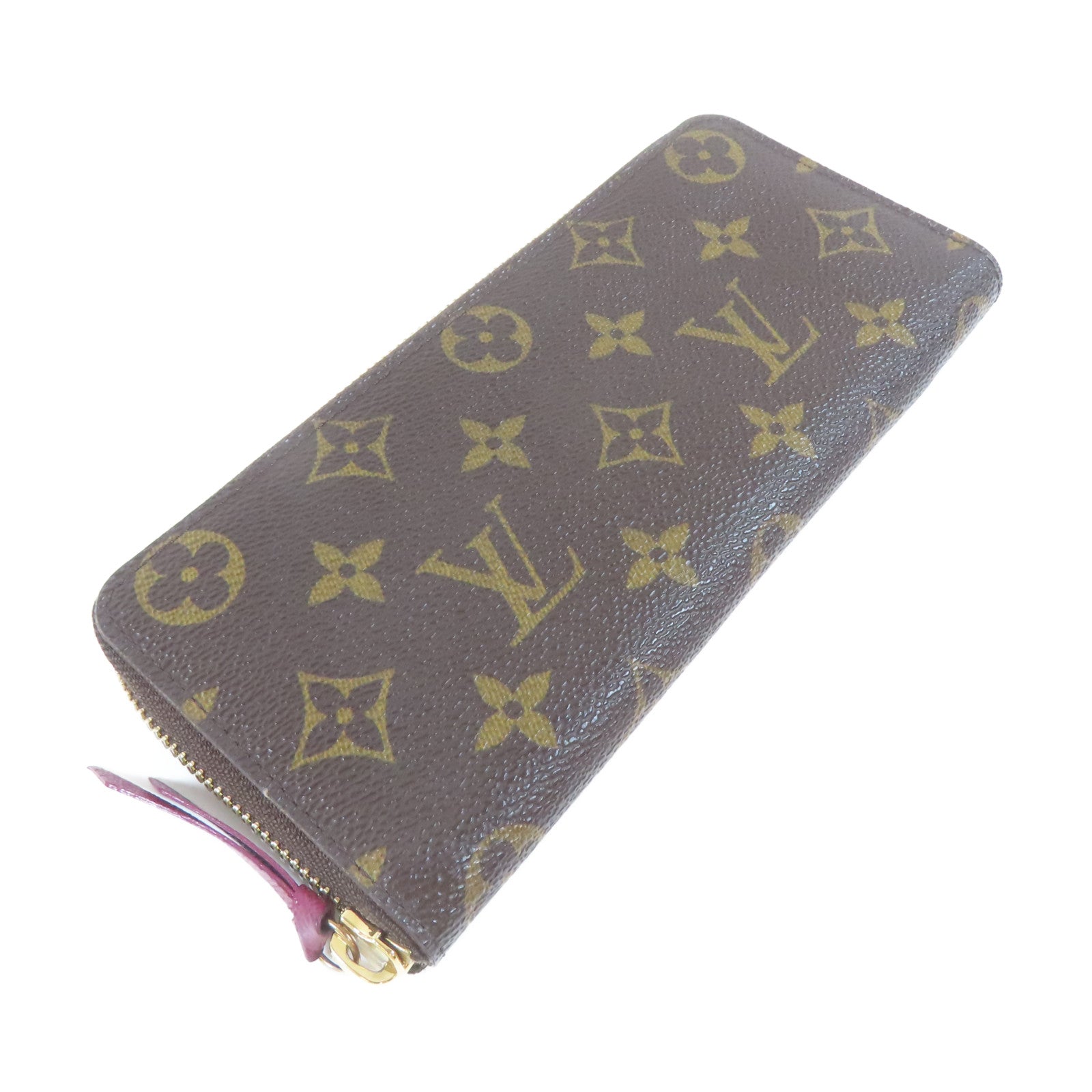 LOUIS VUITTON Monogram Clemence Wallet金扣長錢包啡色/紫紅色