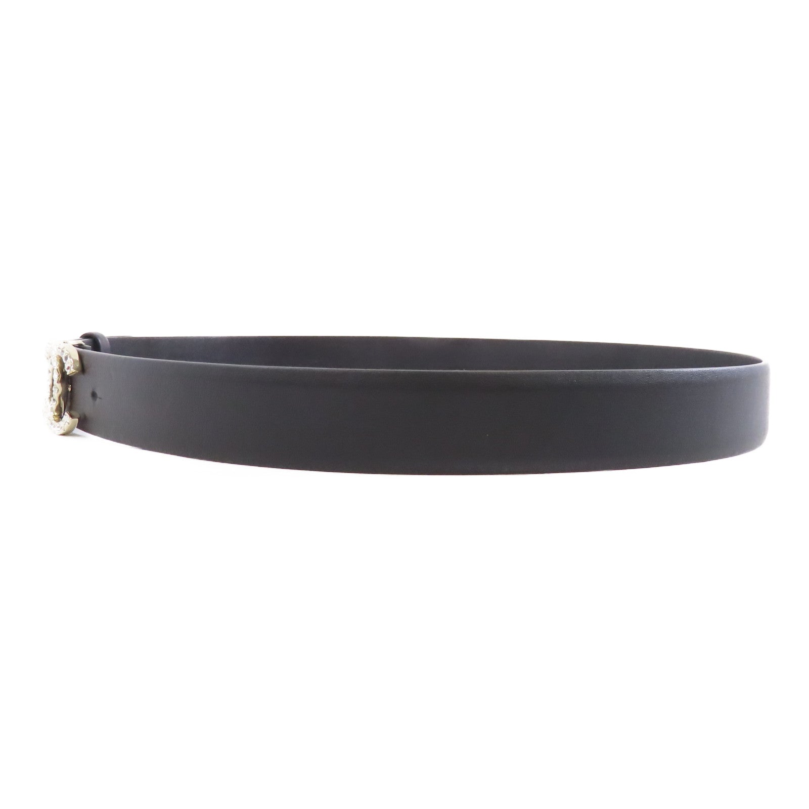 CHANEL 牛皮皮革Belt 90cm金扣皮帶黑色