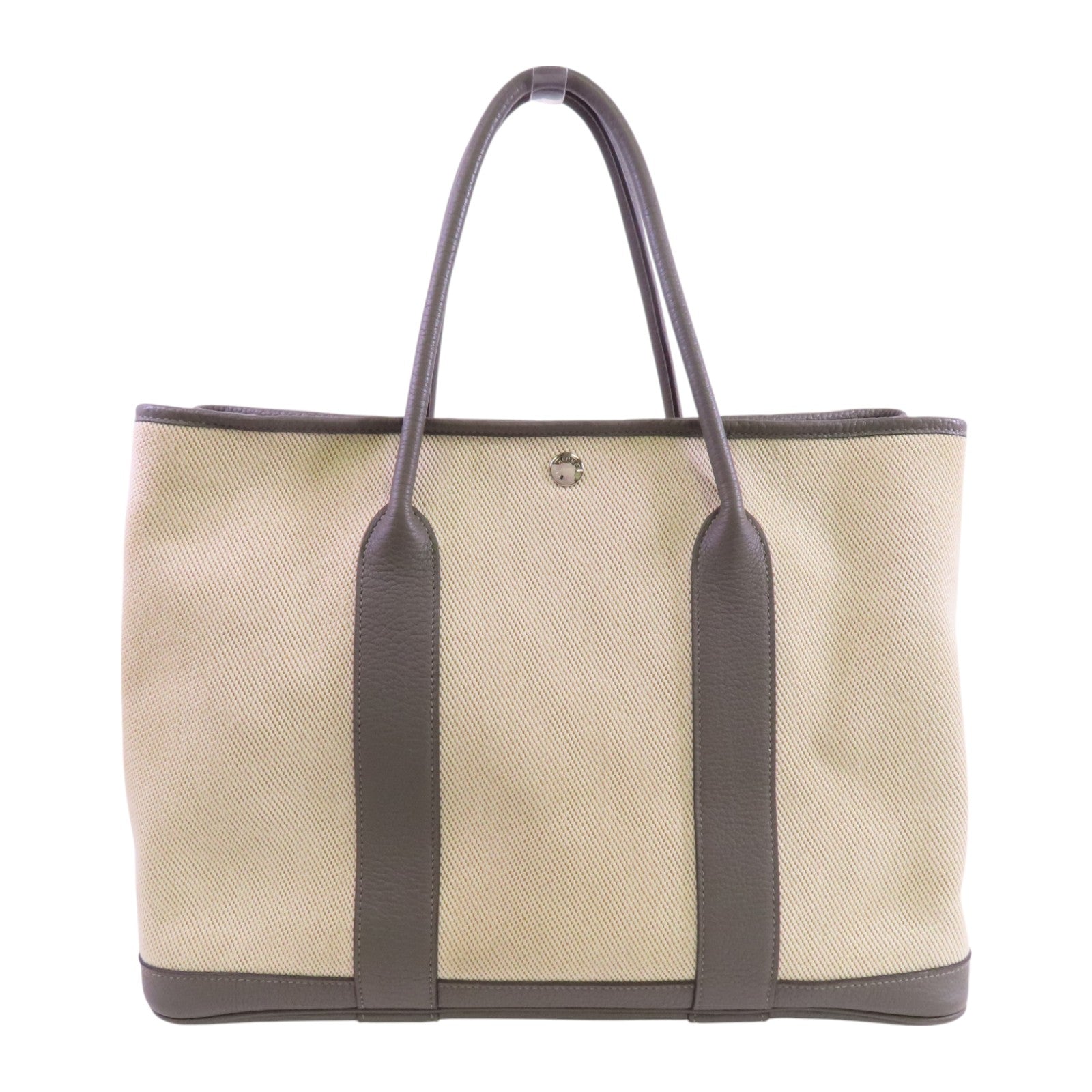 HERMES 【激減優惠】帆布GardenParty PM銀扣手挽袋