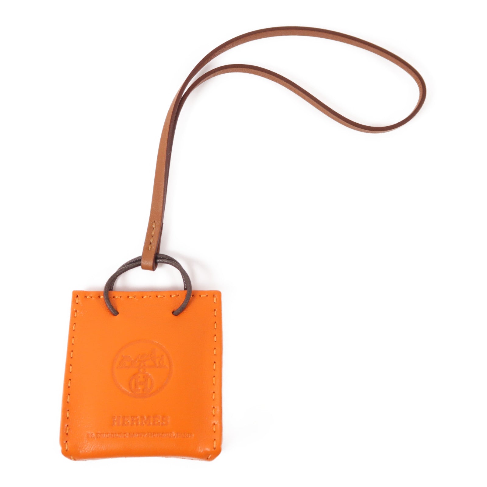 HERMES 皮革Charm掛飾Orange