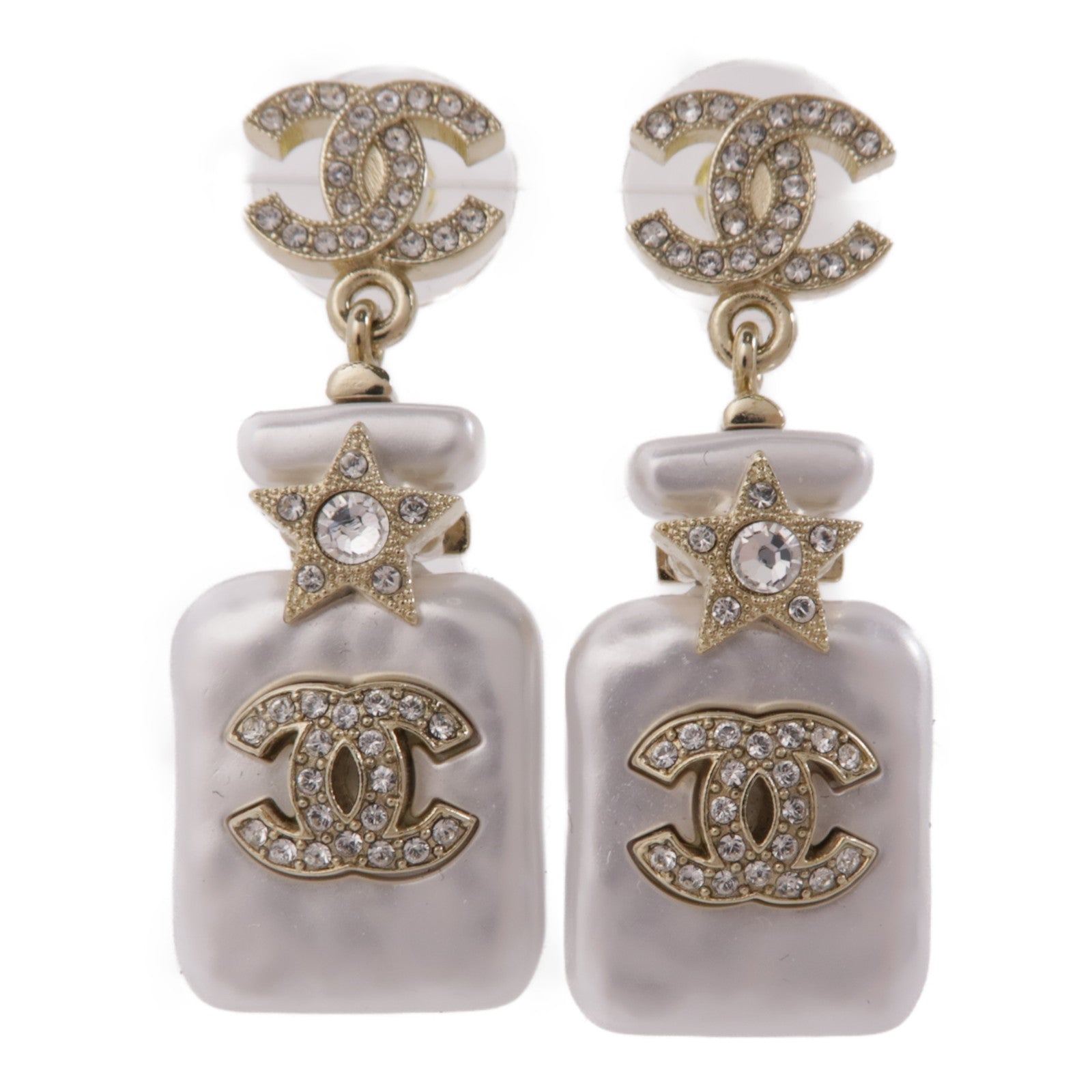CHANEL PVC/金屬Earrings耳環白色/金色