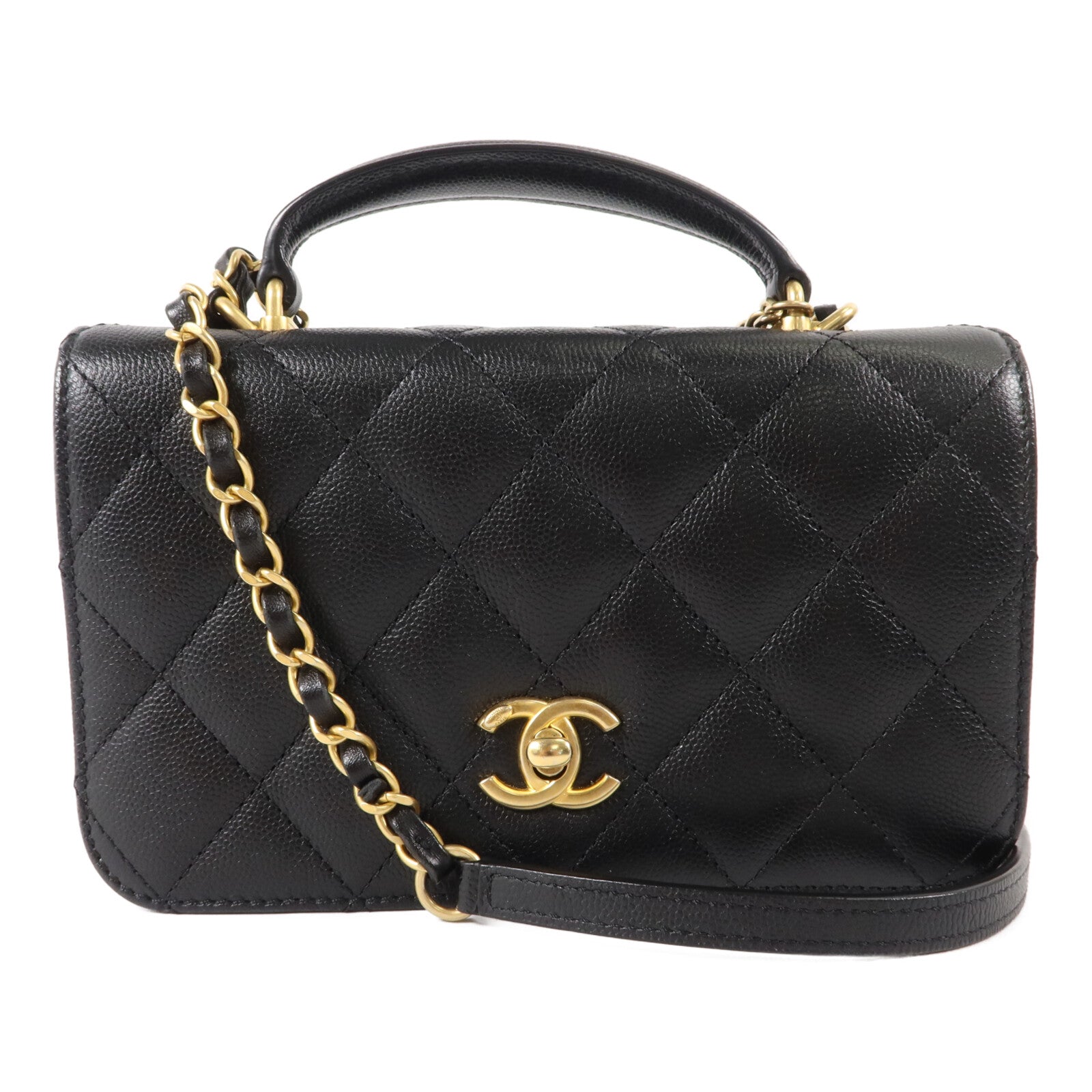 CHANEL 牛皮皮革Chain Shoulder With Handle手挽肩背兩用袋