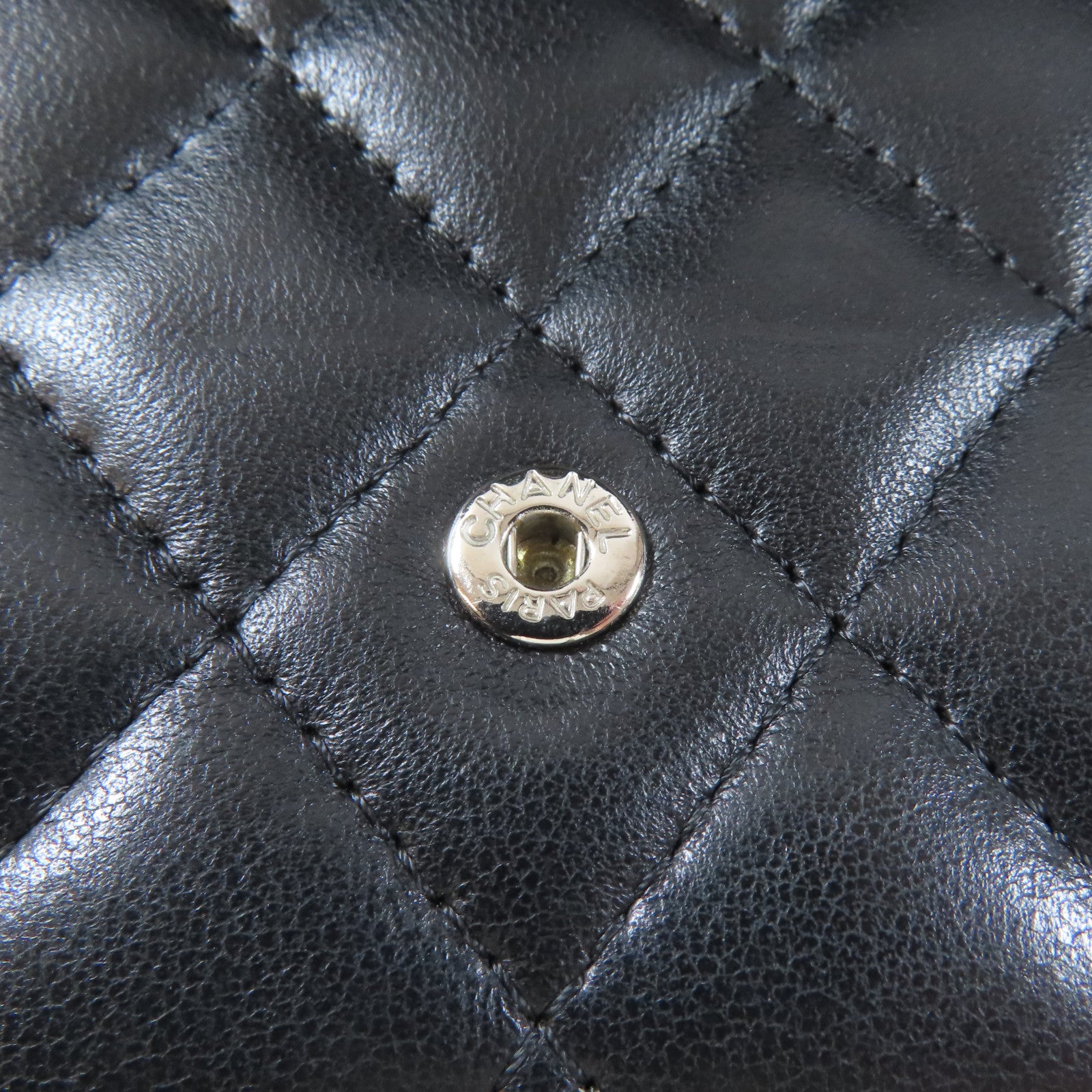 CHANEL 羊皮皮革Wallet銀扣錢包黑色