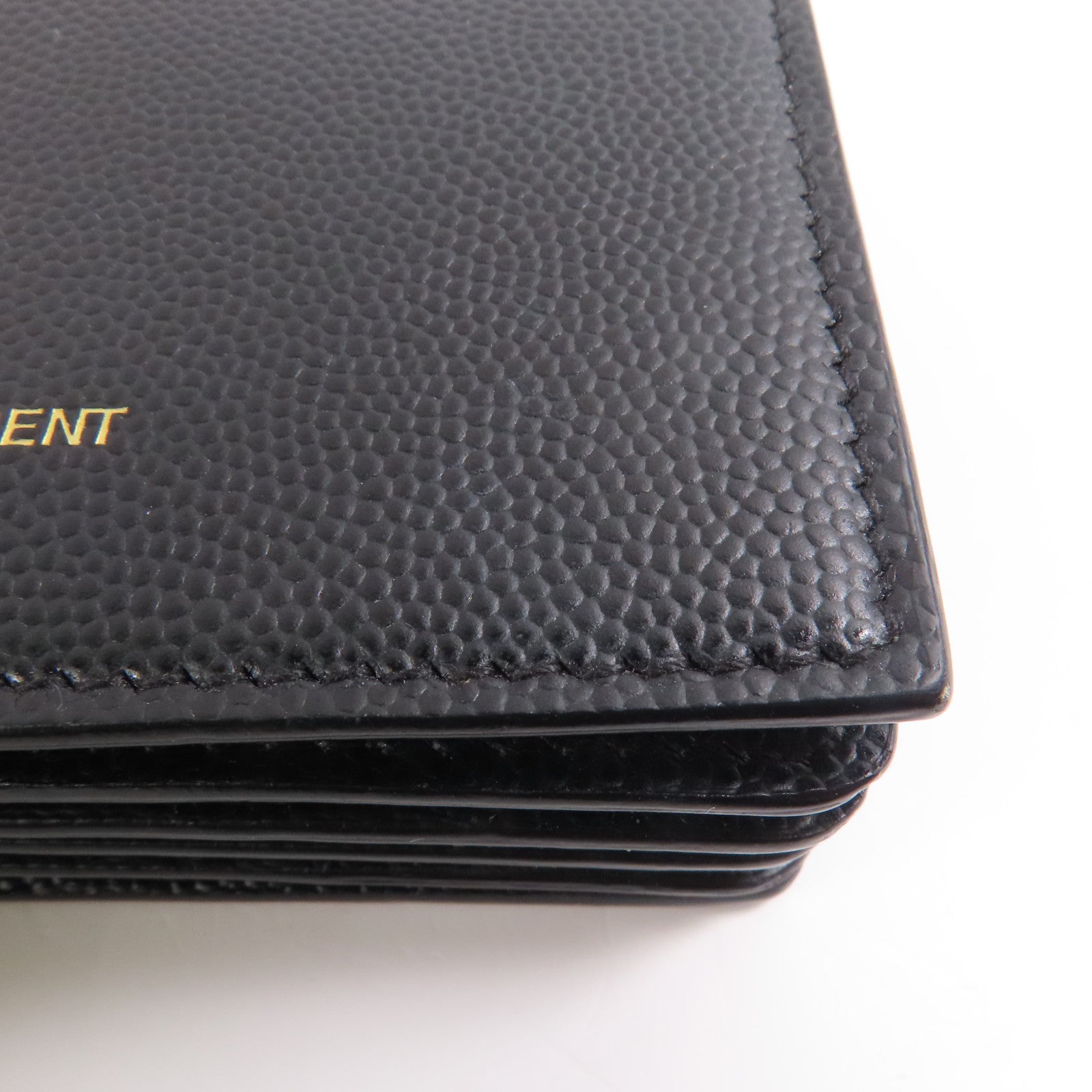SAINT LAURENT YSL GHW Card Case Calfskin Leather Black