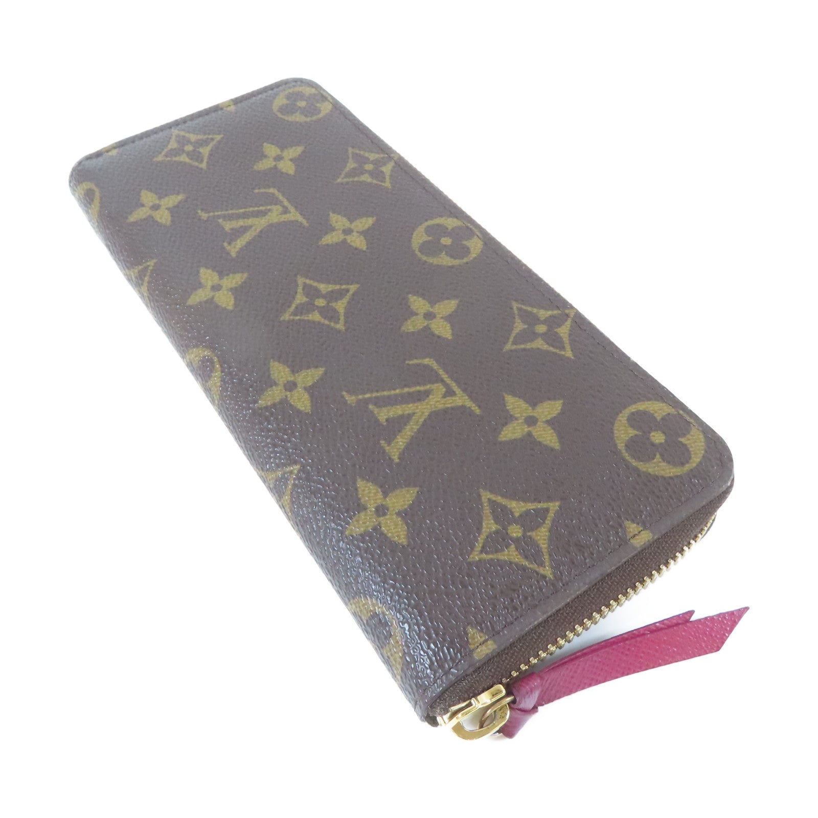 LOUIS VUITTON Monogram Clemence Wallet金扣長錢包啡色/紫紅色