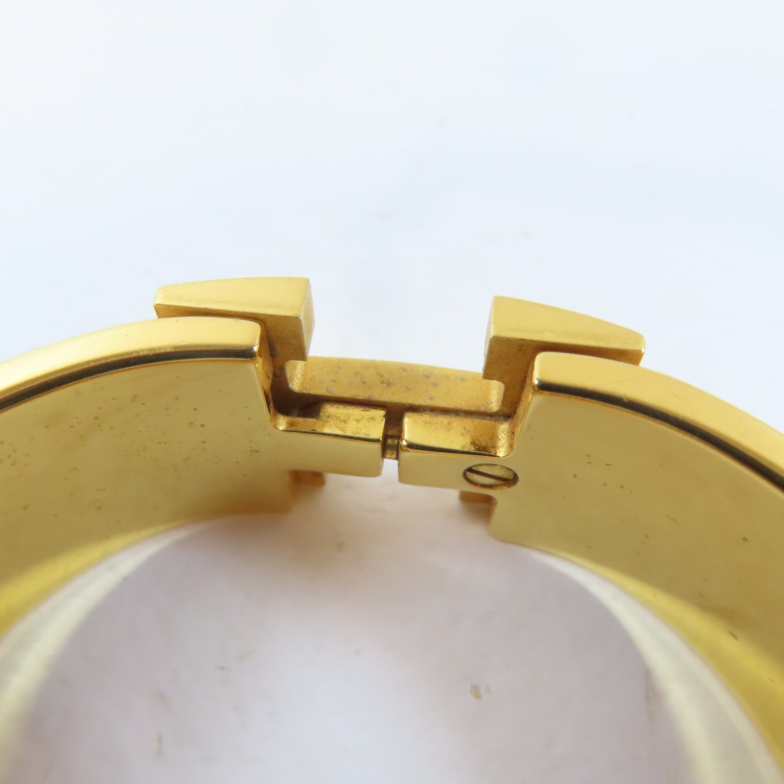 HERMES 金屬Clic Clac H Bracelet手鐲黑色/金色#16cm