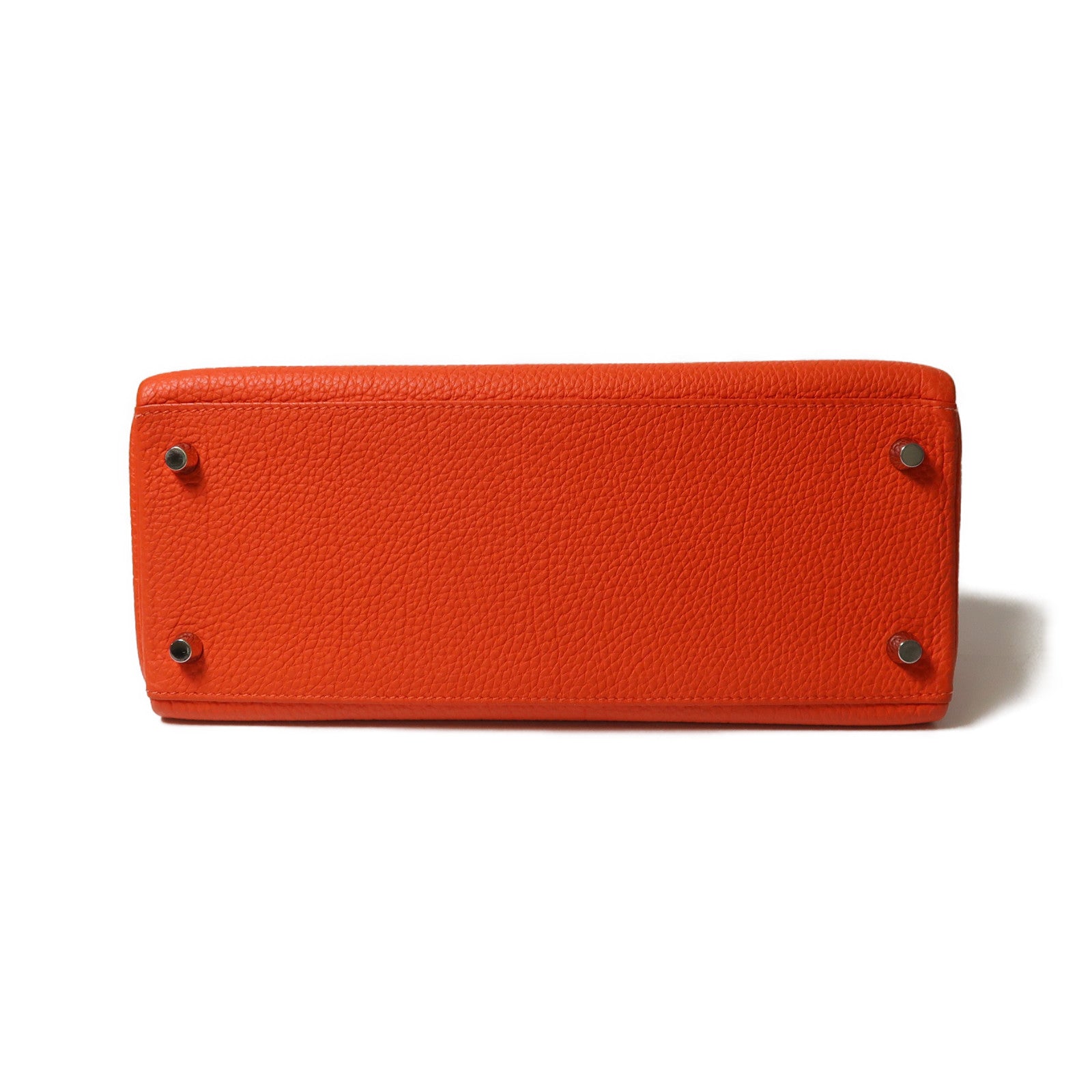 HERMES Togo皮革Kelly 28銀扣手挽肩背兩用袋Rouge Tomate紅色