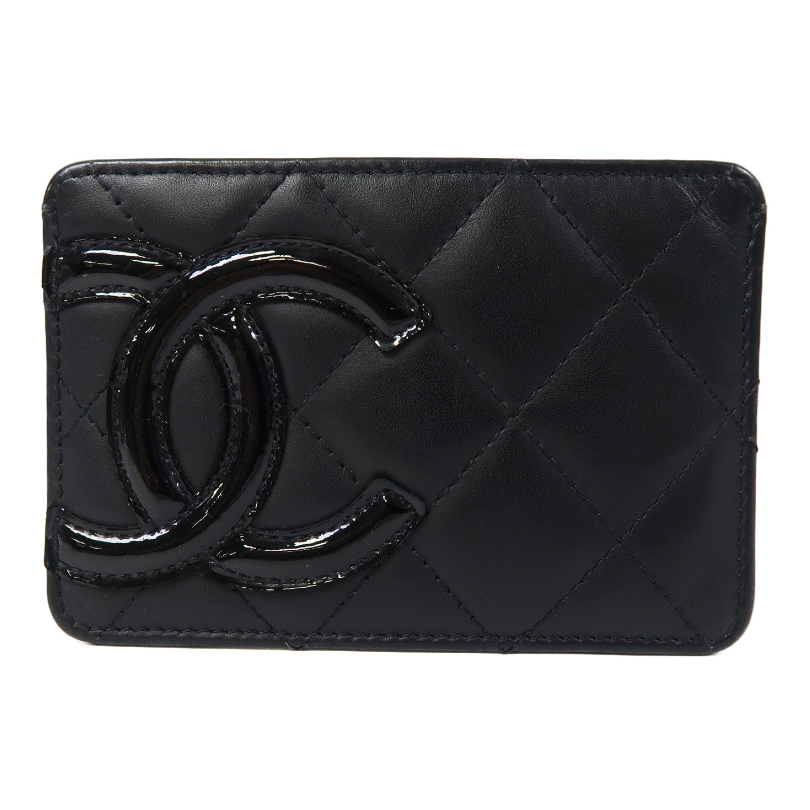 CHANEL 菱格牛皮皮革Cambon Line Case卡片套黑色